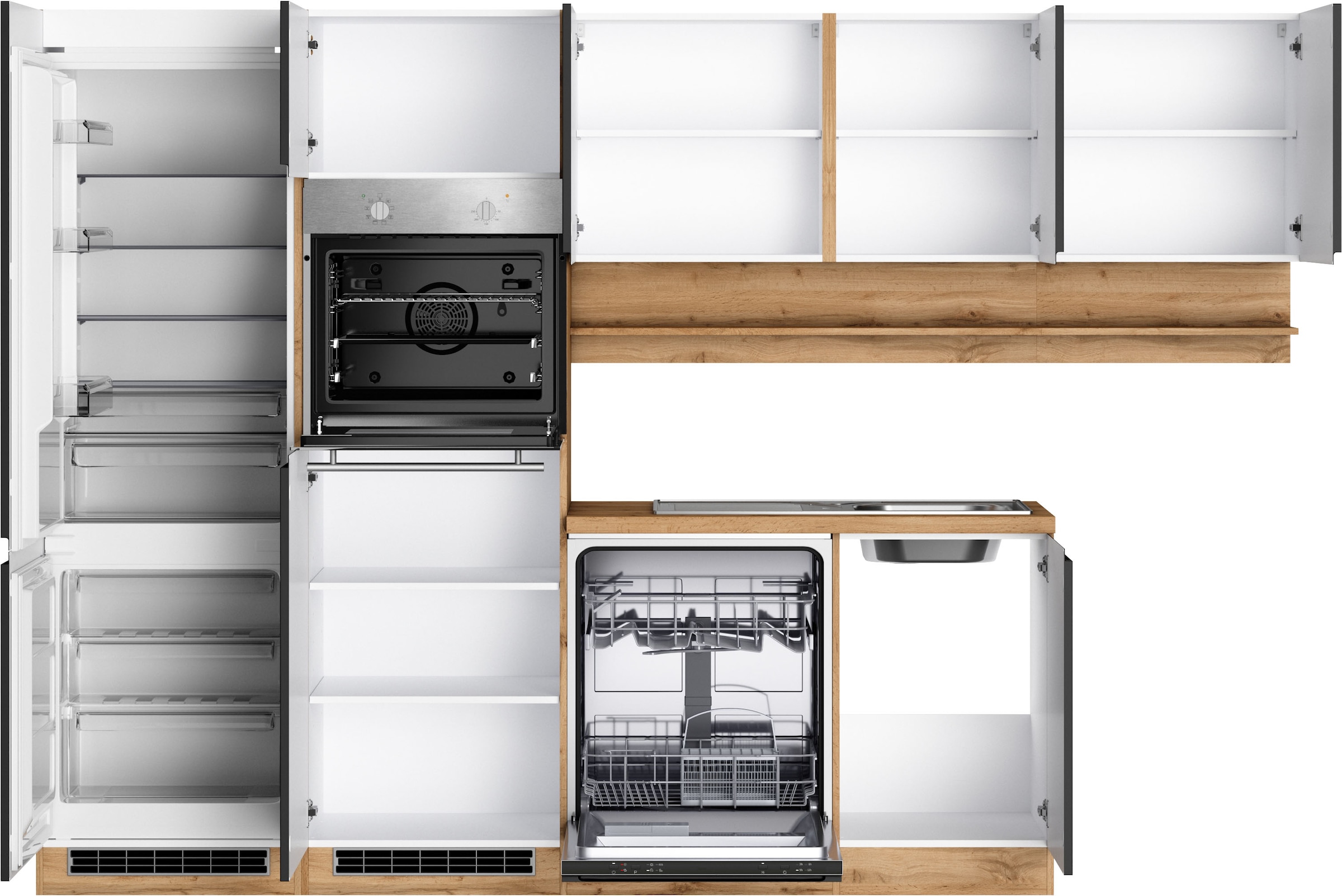 KOCHSTATION Winkelküche »KS-Virginia,neu in verbesserter Ausführung« Arbeitsplatte 38 mm stark, Stauraum, Softclose,  Stellbreite 290/180 cm, Soft-Close, ohne E-Geräte