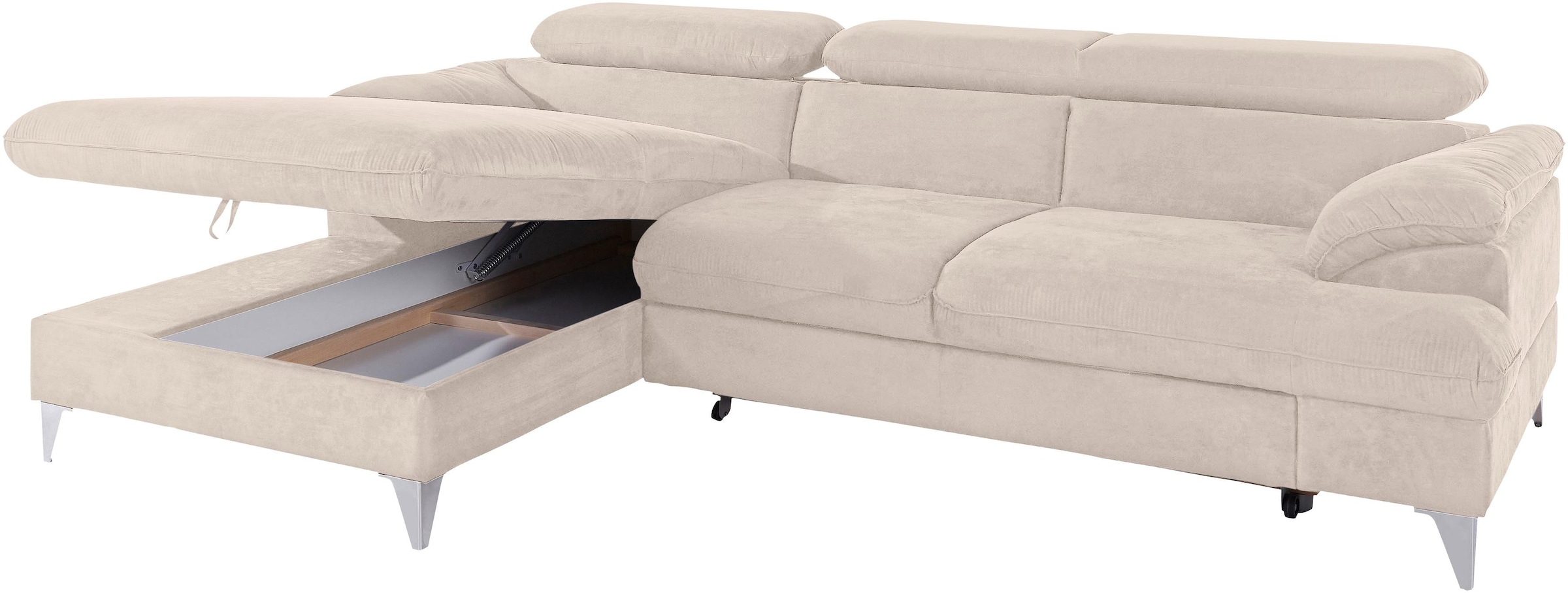 COTTA Ecksofa »Caluso L-Form«, mit Kopfteilverstellung, wahlweise mit Bettfunktion & Bettkasten