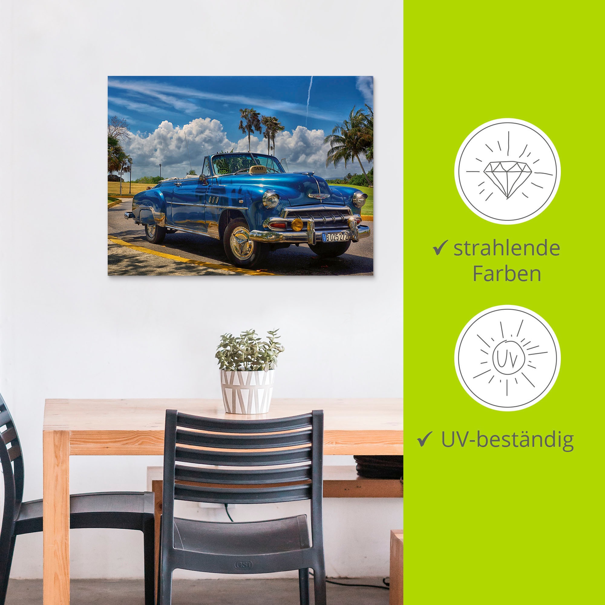 Artland Wandbild »Havanna Flair«, Auto, (1 St.), als Alubild, Outdoorbild, Leinwandbild, Poster, Wandaufkleber