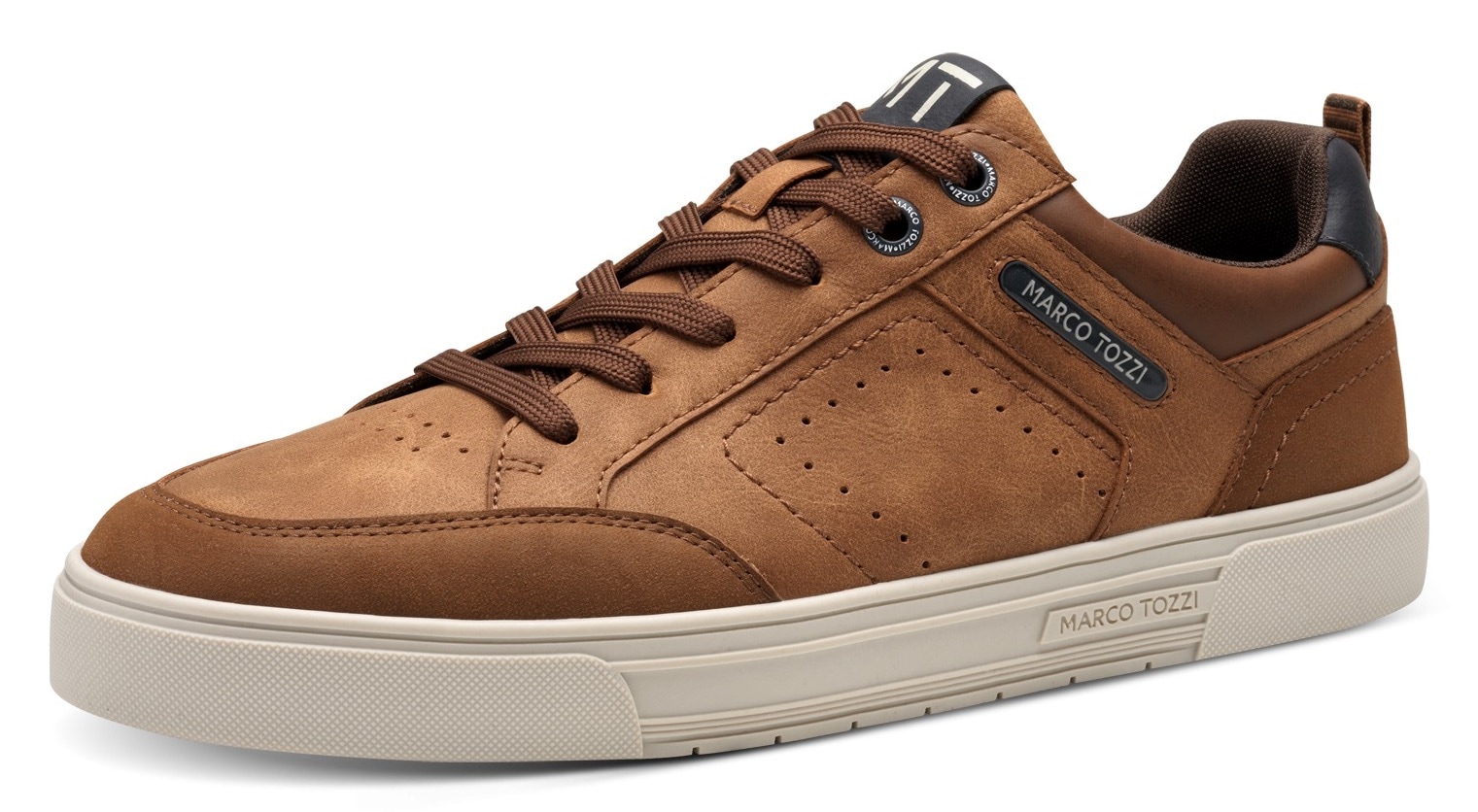 MARCO TOZZI Plateausneaker  , Freizeitsch, Halbschuh, Schnürschuh mit Perforierung und Ziernähten