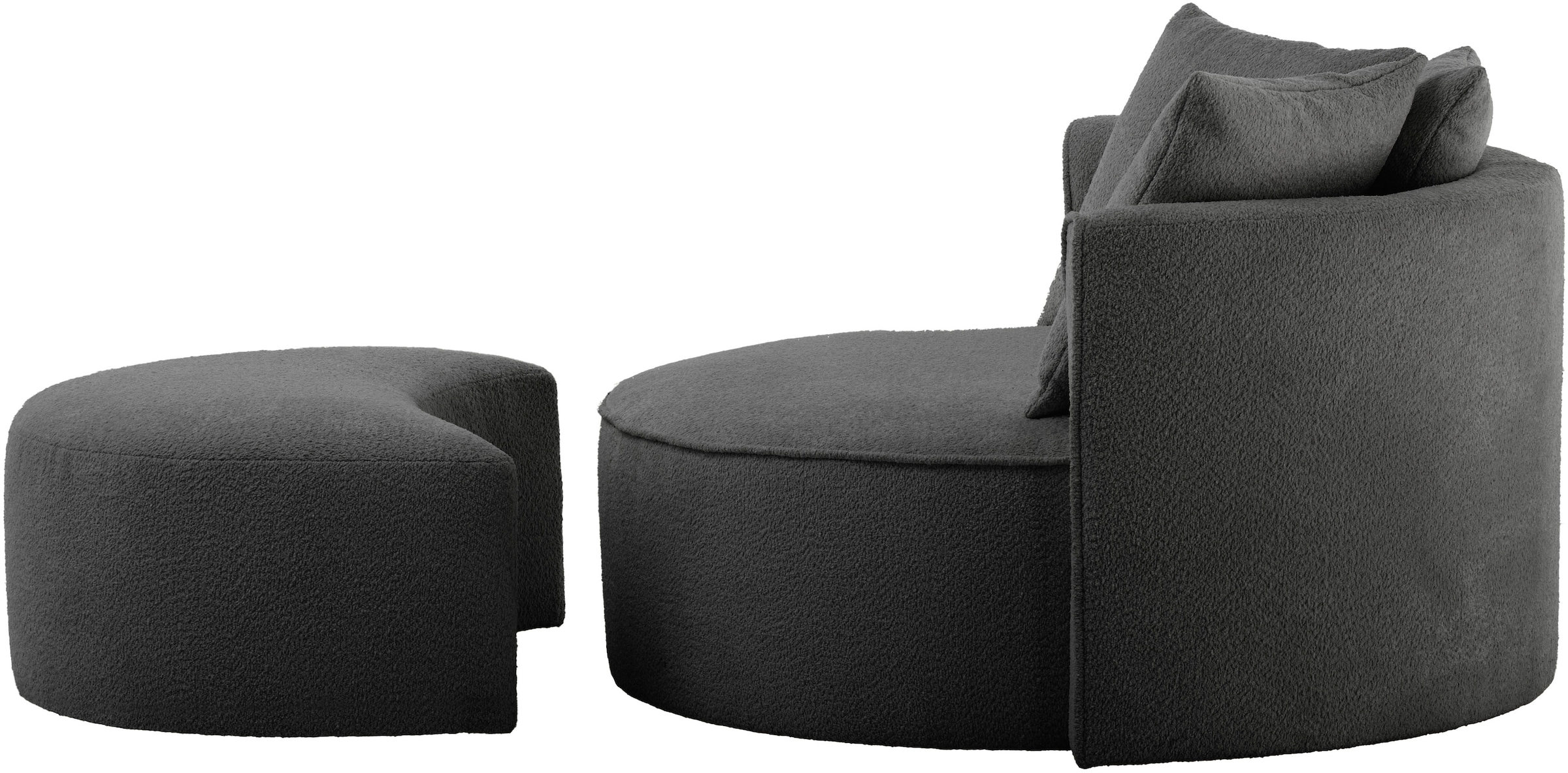 LeGer Home by Lena Gercke XXL-Sessel »ISALIE, Rundsessel mit Hocker, Lesesessel, Loveseat, Big-Sessel«, (Set), trendige Stoffe, mit 3 Zierkissen, große Sitzfläche