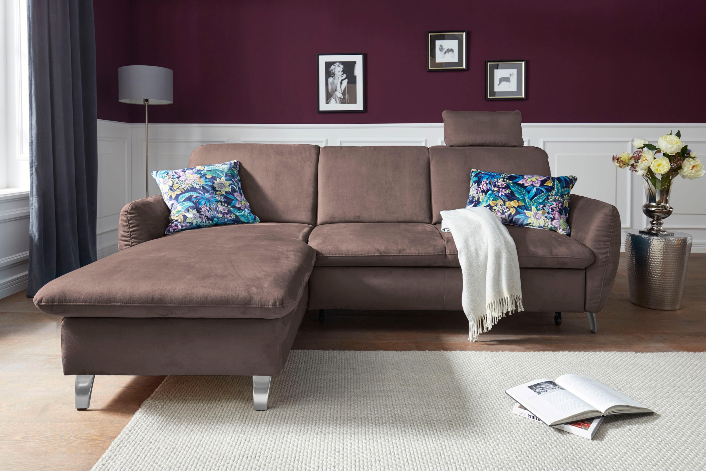 sit&more Ecksofa »Daytona L-Form«, mit Federkern, einer Kopfstütze und wahlweise mit Bettfunktion