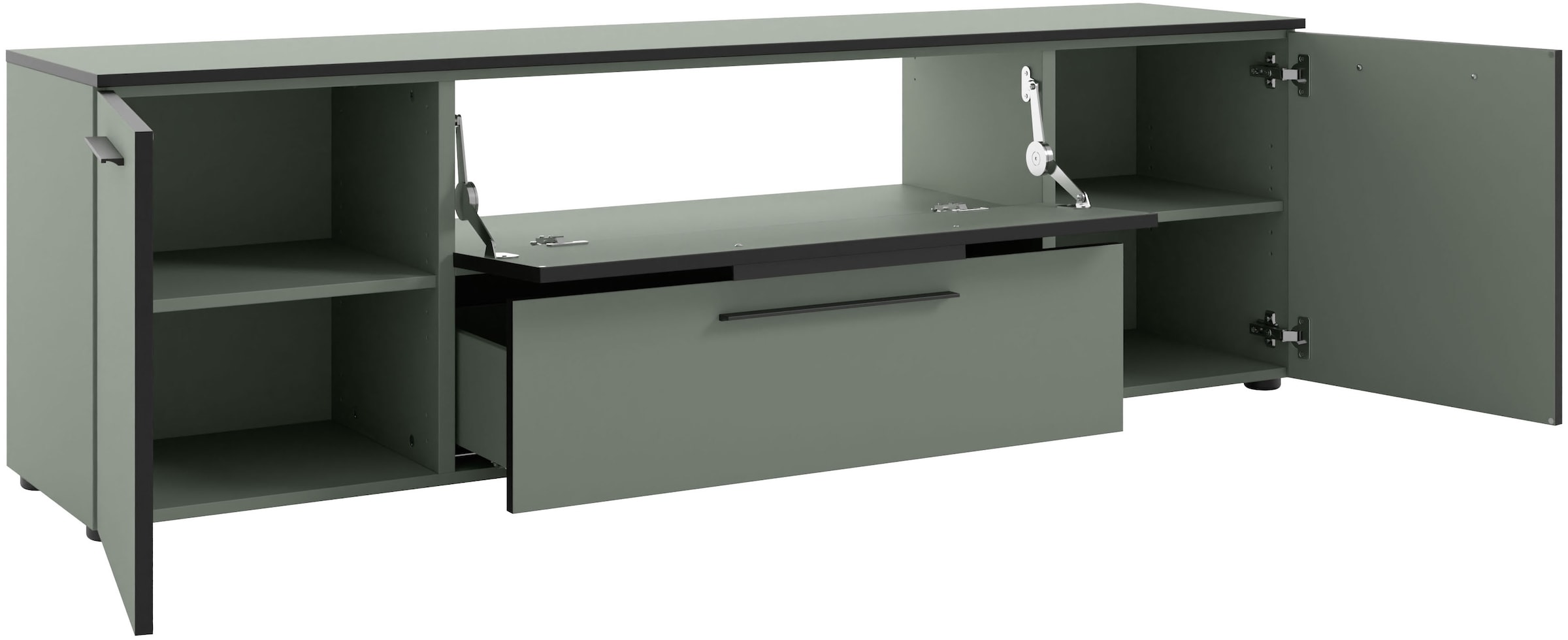 Manjana Möbel Lowboard »mit Schwarz matten Metallgriffen«