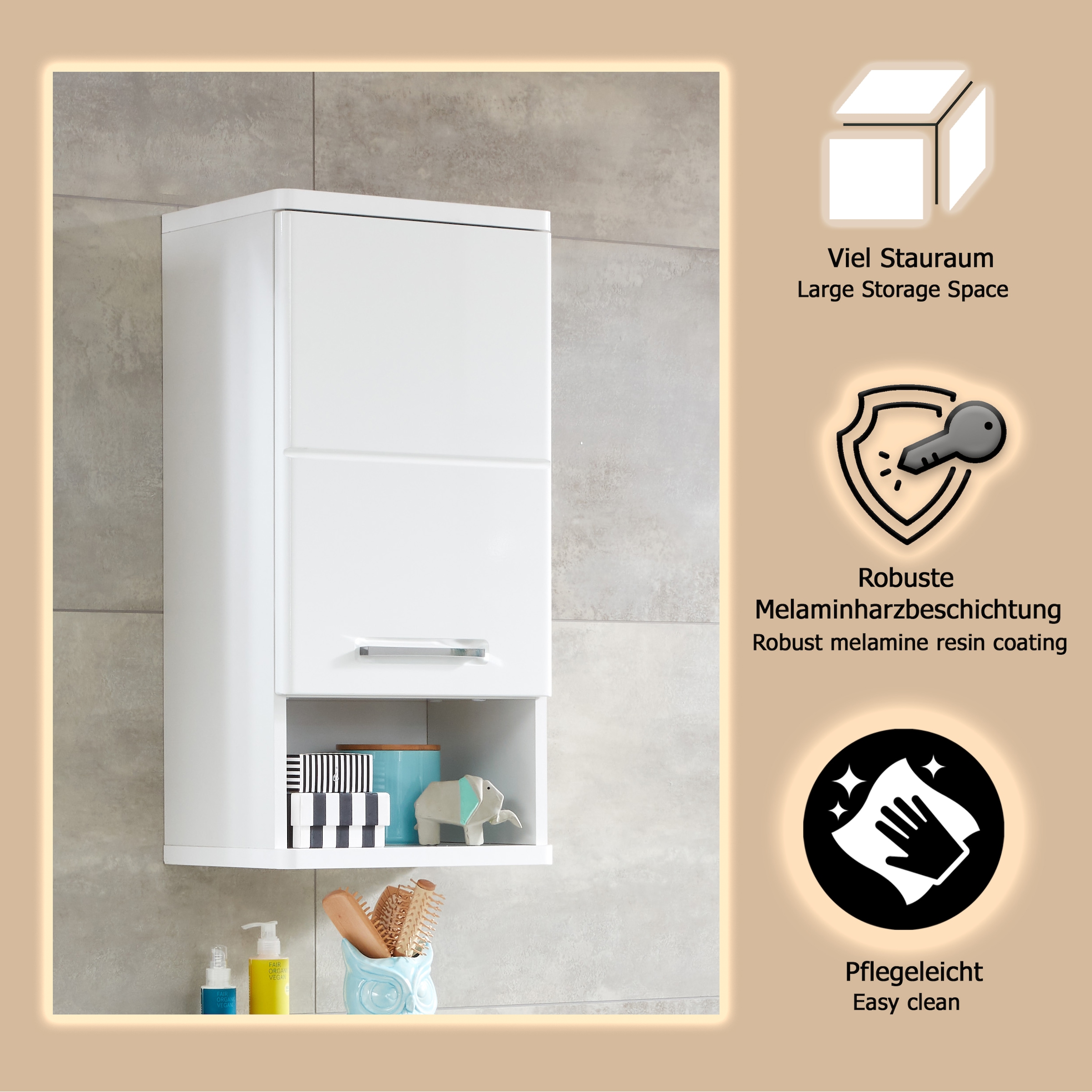 welltime Hängeschrank »Mora«, Hängeschrank mit 1 Tür & 1 Fach - (B/T/H) 37/28/76 cm