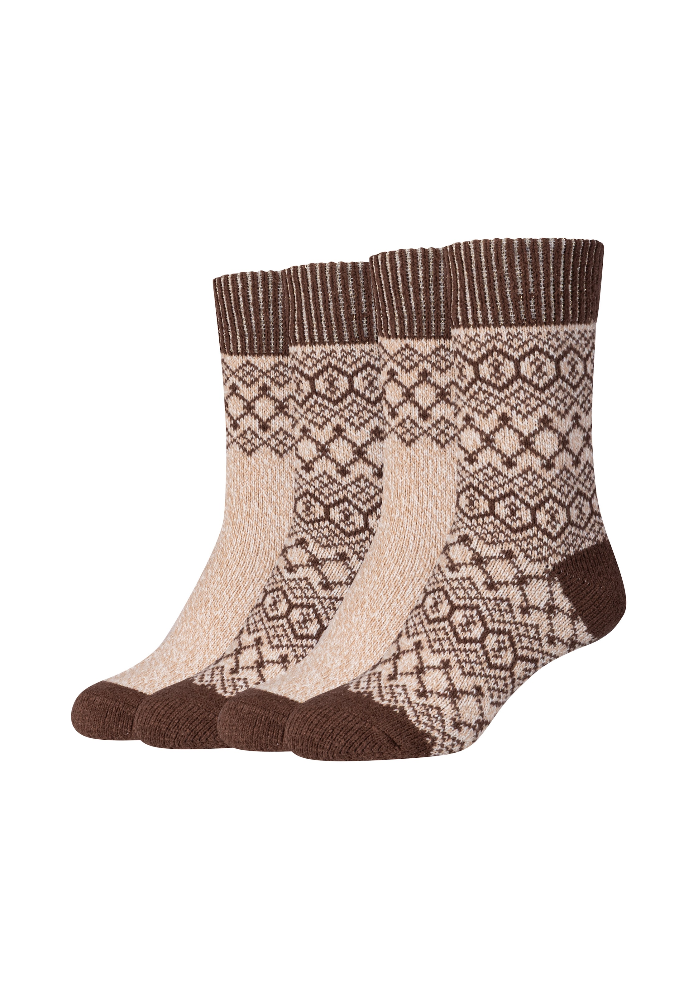 Camano Socken kuschelige Damen-Socken, mit Jacquardmuster, 4 Paar im Set