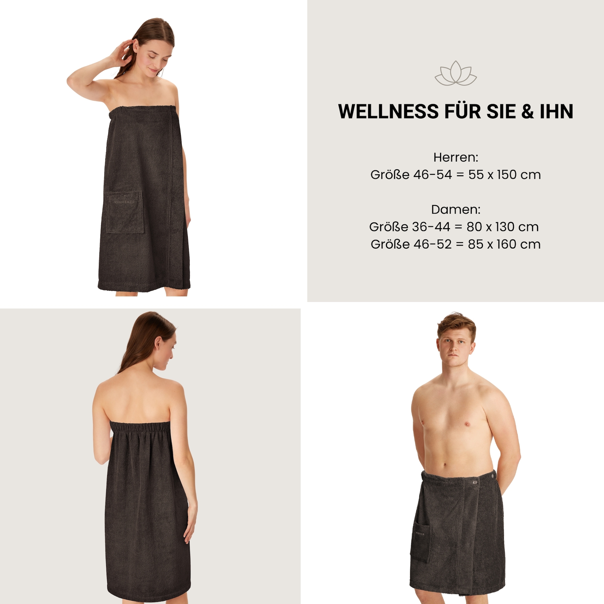 Schiesser Sarong »Saunakilt Turin für Damen in angesagter Reiskornoptik« 1 Stk. Made in Green