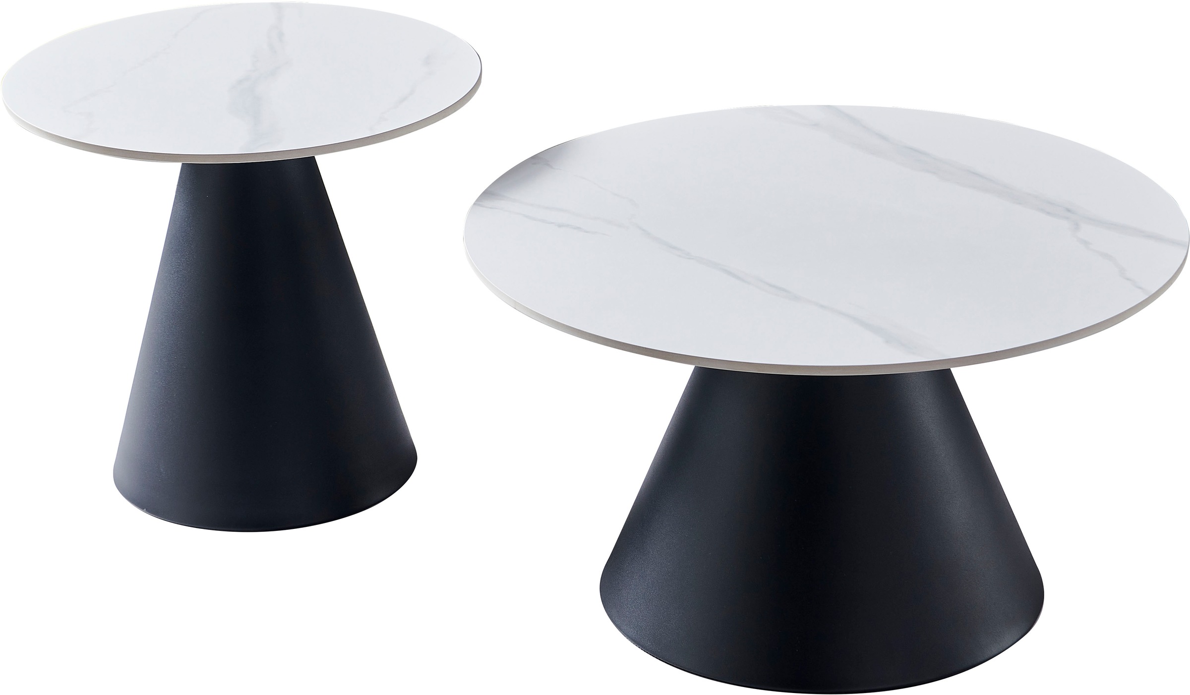 HELA Couchtisch »DUSTIN«, (Set, 2 St.), 2er Set Couchtisch; rund; Sintered Stone; Gestell kegelförmig