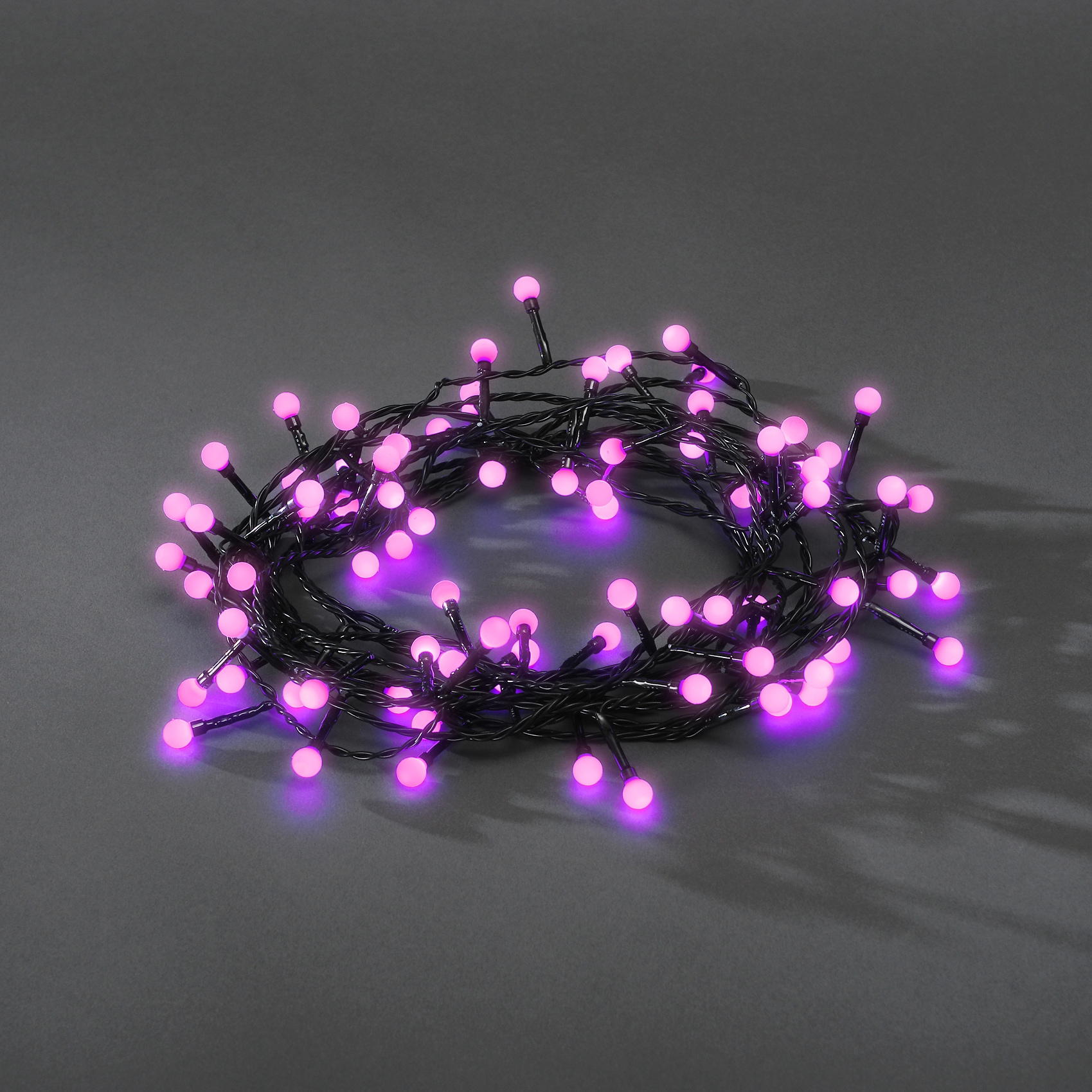 KONSTSMIDE LED-Lichterkette »Weihnachtsdeko aussen«, 80 St.-flammig, LED Globelichterkette, runde Dioden, 80 purpurfarbene Dioden