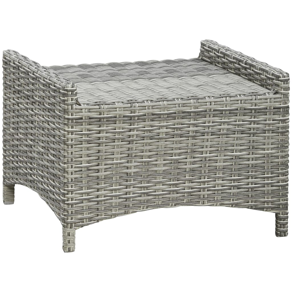 KONIFERA Garten-Essgruppe »Monaco«, (Set, 16 tlg., 1x2er Sofa, 2x Sessel, 2x Hocker, 1x Tisch 120x70x66cm, inkl. Auflagen)