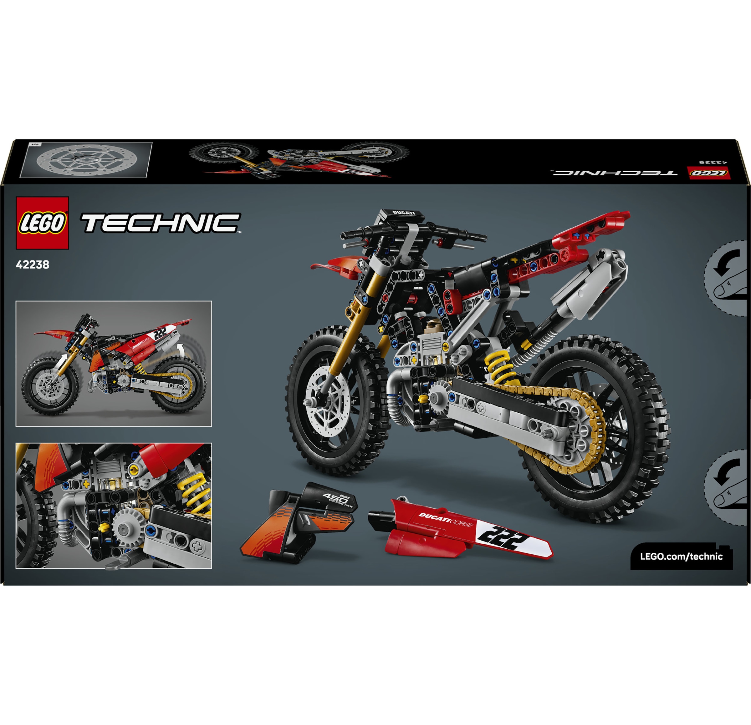 LEGO® Konstruktionsspielsteine »Ducati Desmo450 MX Factory Motorrad (42238), LEGO Technic« Made in Europe