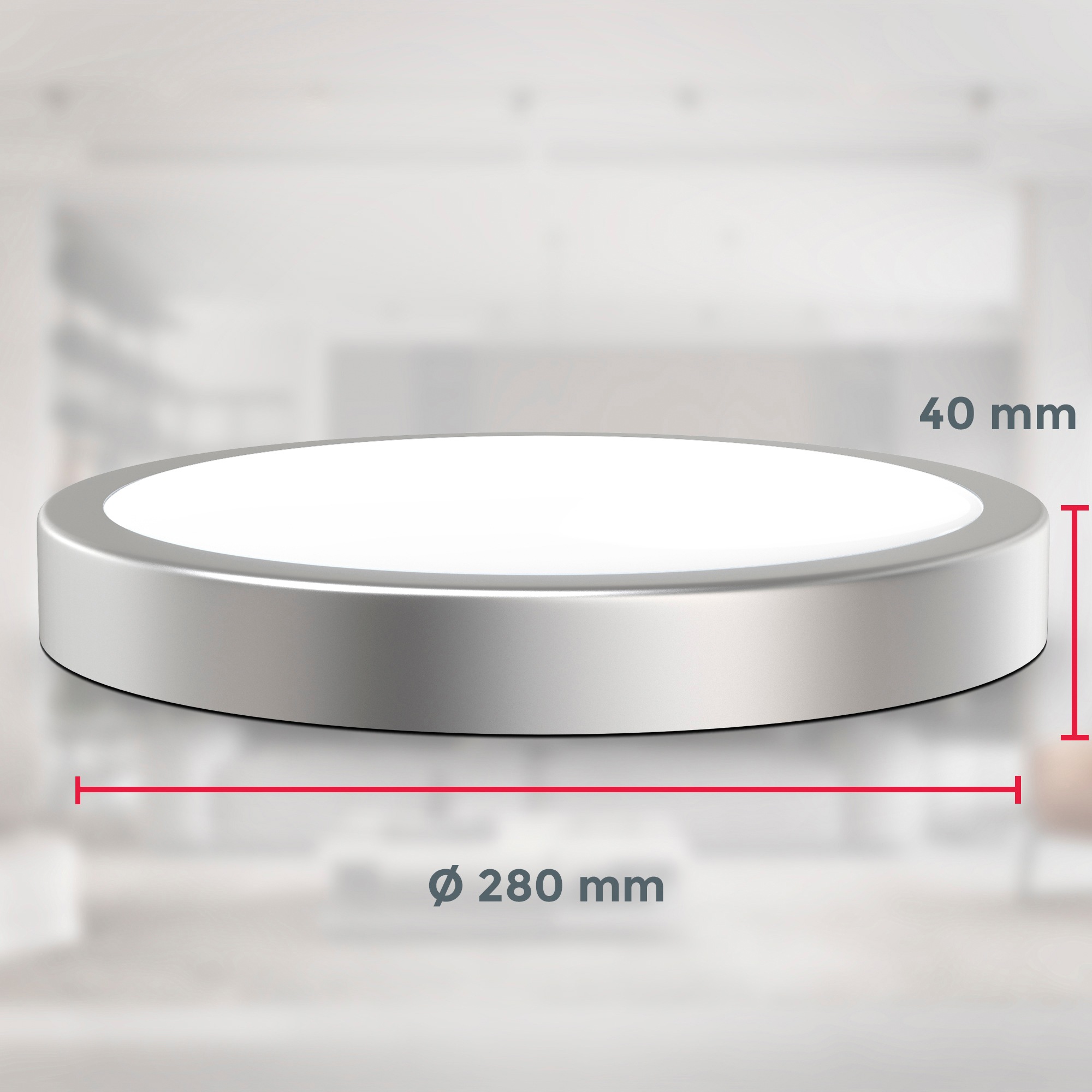 B.K.Licht LED Deckenleuchte, inkl. fest integrierter LED-Platine 18 Watt, 4.000K, 2.000lm, Schutzart IP 20, Metallrahmen silberfarbig, Ø 28,00 cm