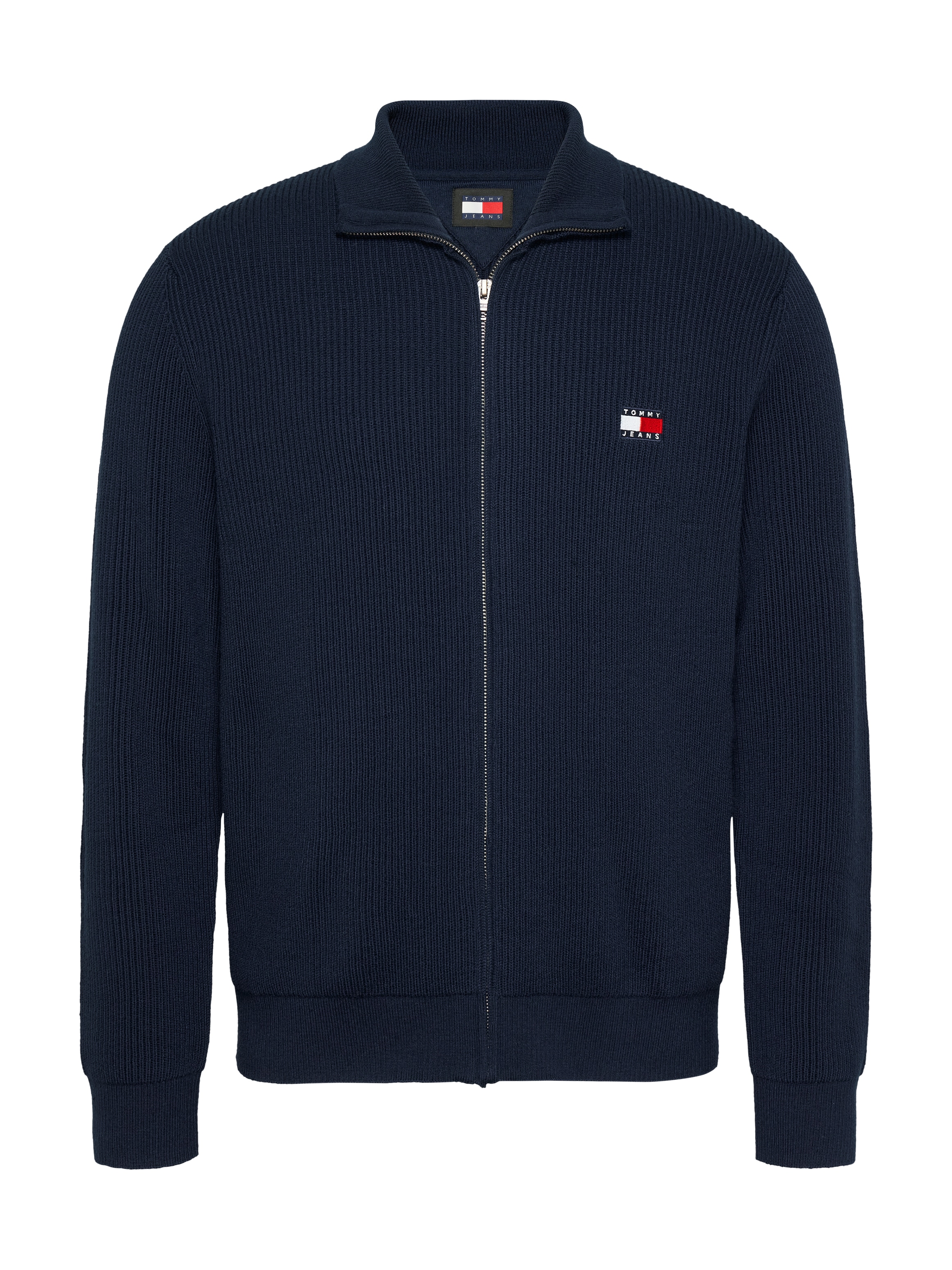 Tommy Jeans Strickjacke »TJM SLIM XS BADGE ZIP THRU«, Mit Markennamen- und Logostickerei in Brusthöhe