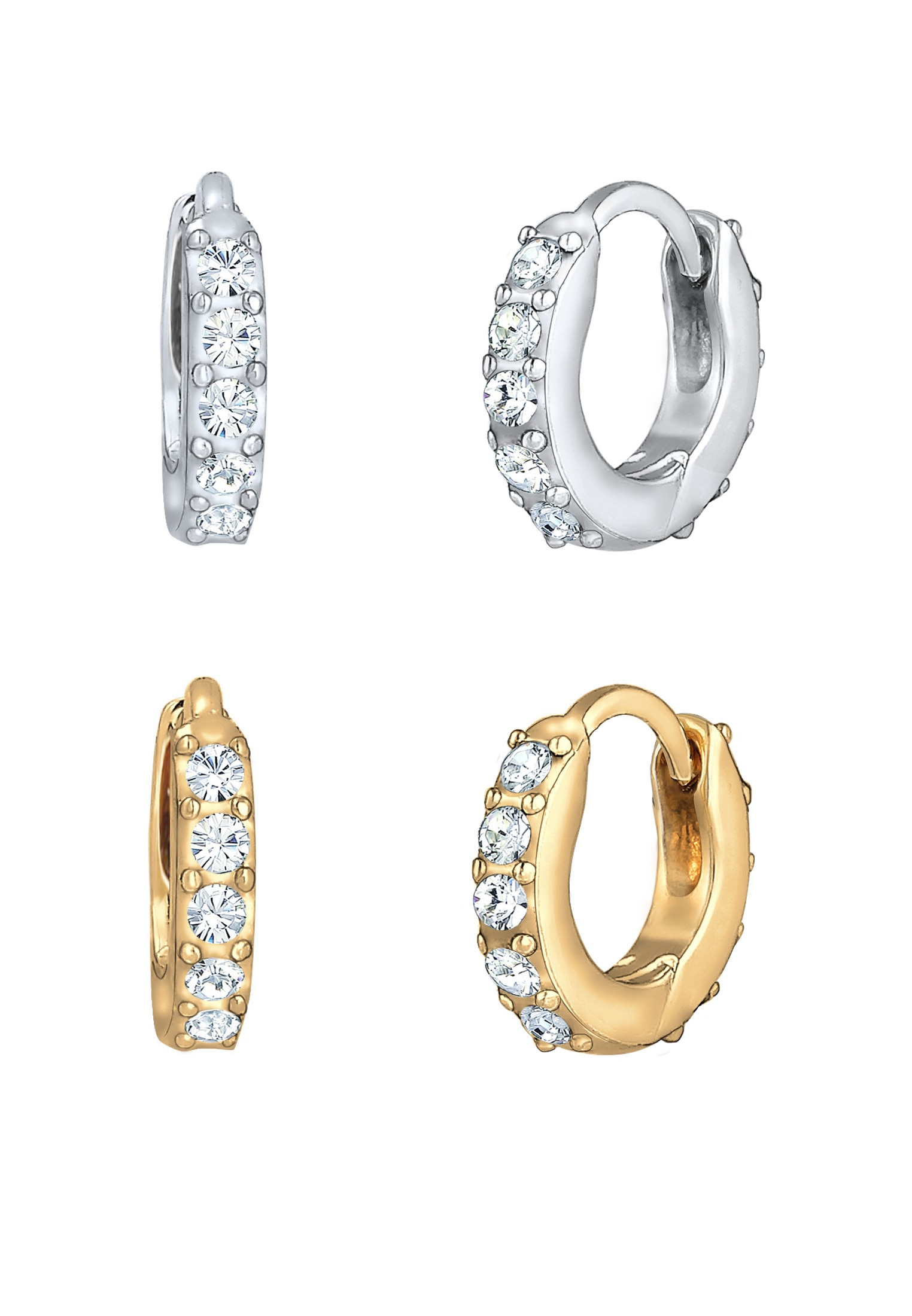 Elli Ohrring-Set »Creolen 2er Set Kristalle 925 Silber«