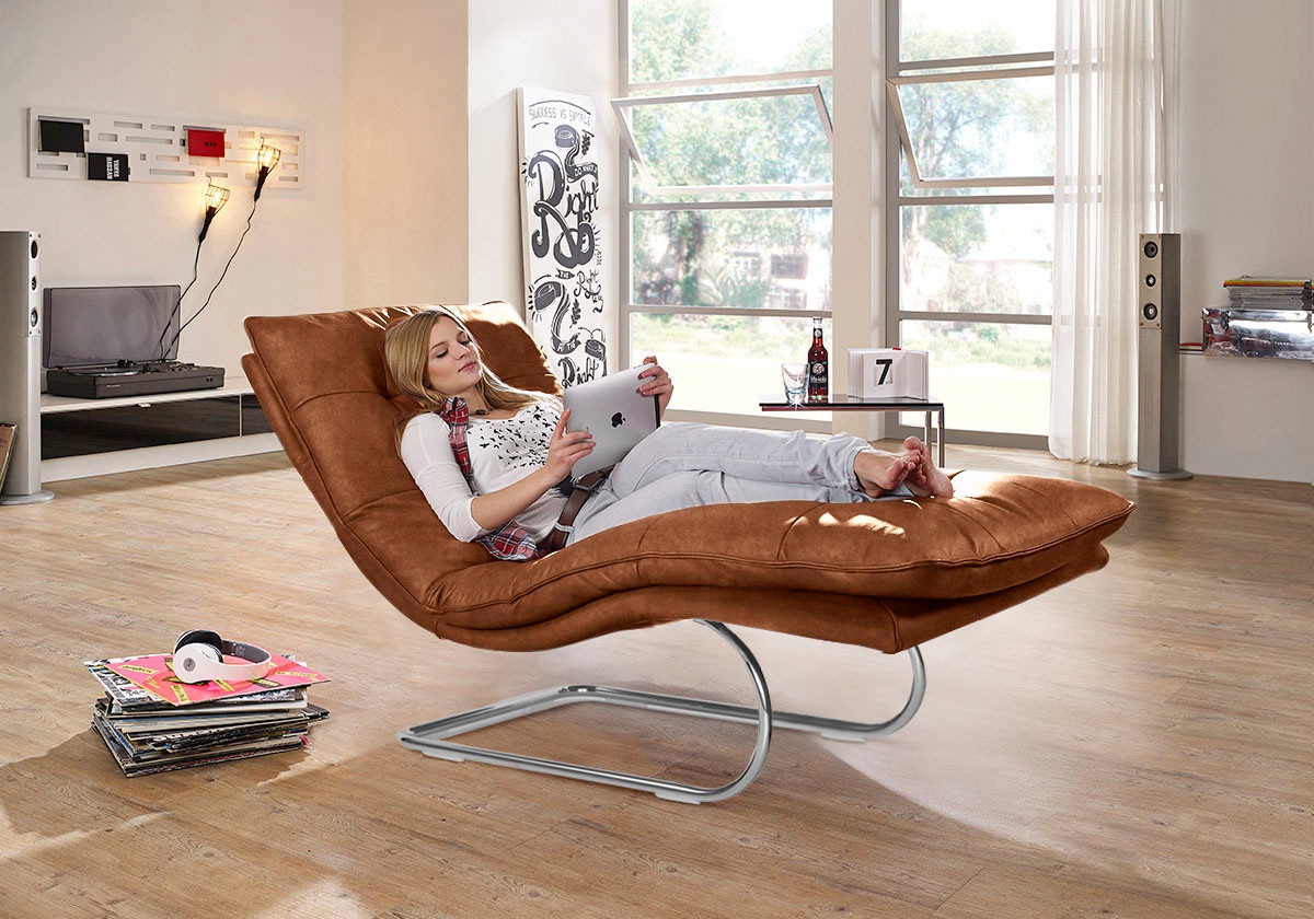 W.SCHILLIG Relaxliege »daily dreams«, in Waffelkissen-Optik, wahlweise mit Motor, Freischwingergestell