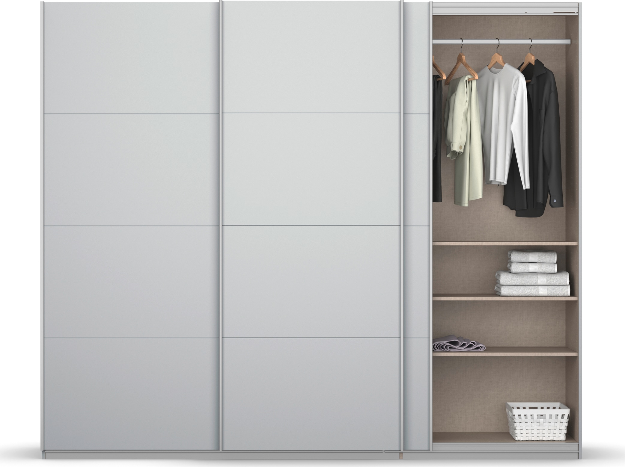 rauch Schwebetürenschrank »Kleiderschrank Schrank Garderobe KOLUNA mit Dekor-Front«, inkl. 2 Innenschubladen sowie extra Einlegeböden MADE IN GERMANY