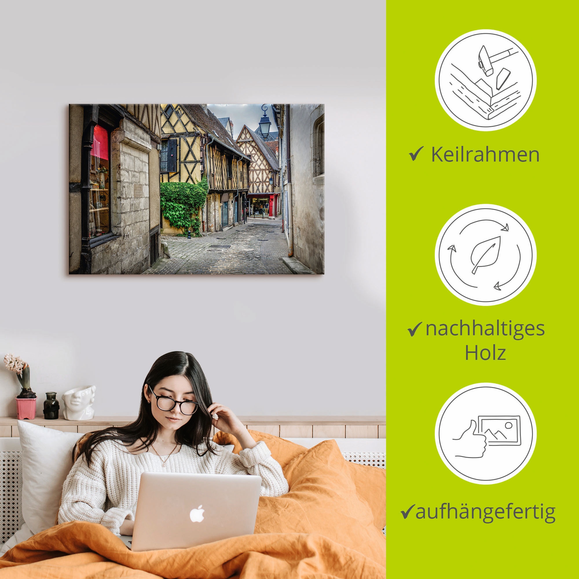 Artland Wandbild »Fachwerkhaeuser im Elsass - Frankreich«, Gebäude, (1 St.), als Alubild, Leinwandbild, Wandaufkleber oder Poster in versch. Größen