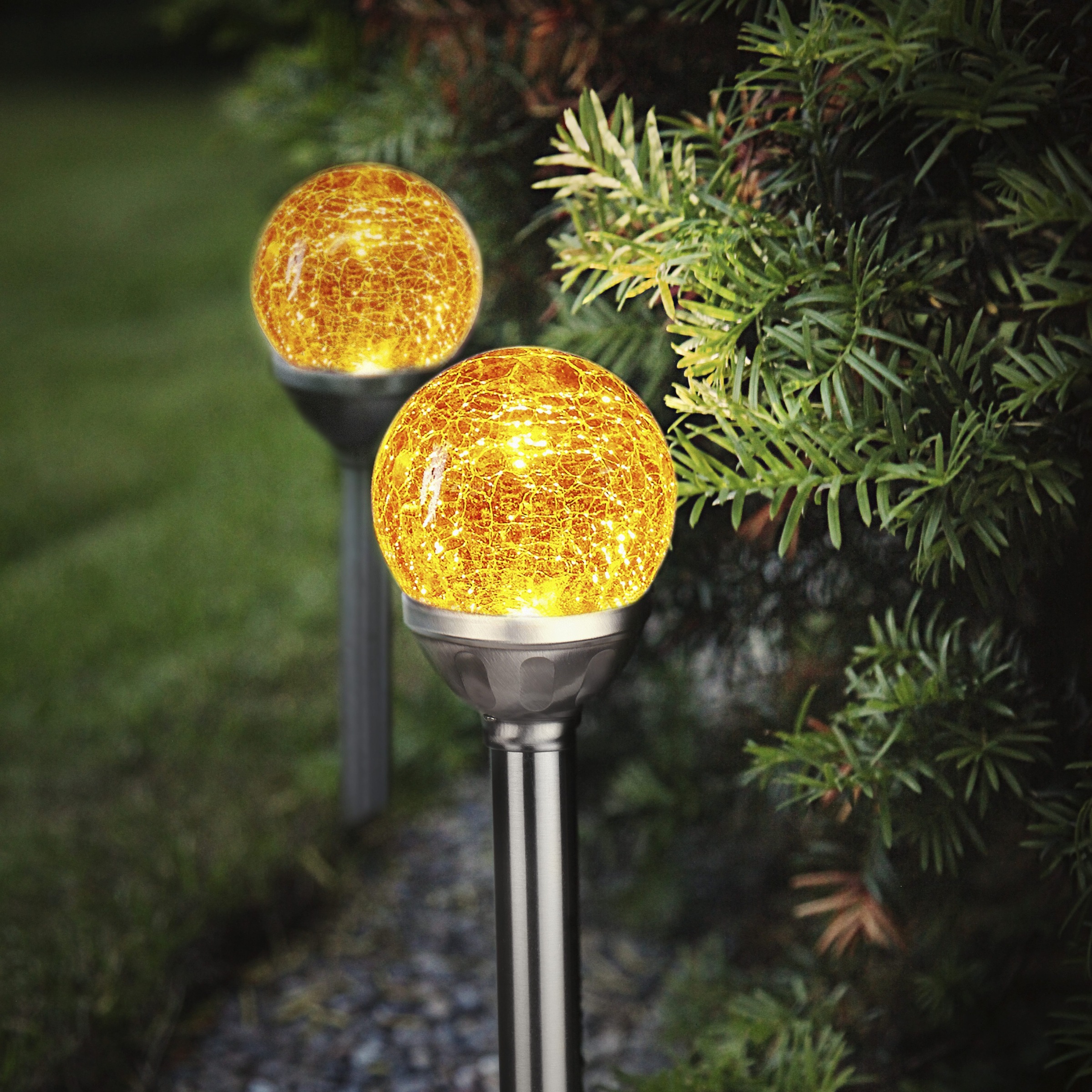 Parforce Traditional Hunting LED Solarleuchte »Solar-Wegleuchte Roma« LED-Board 2 Stk. bernsteinfarben Dämmerungssensor, 2er-Set, Licht amberfarben, kompakte Bauform