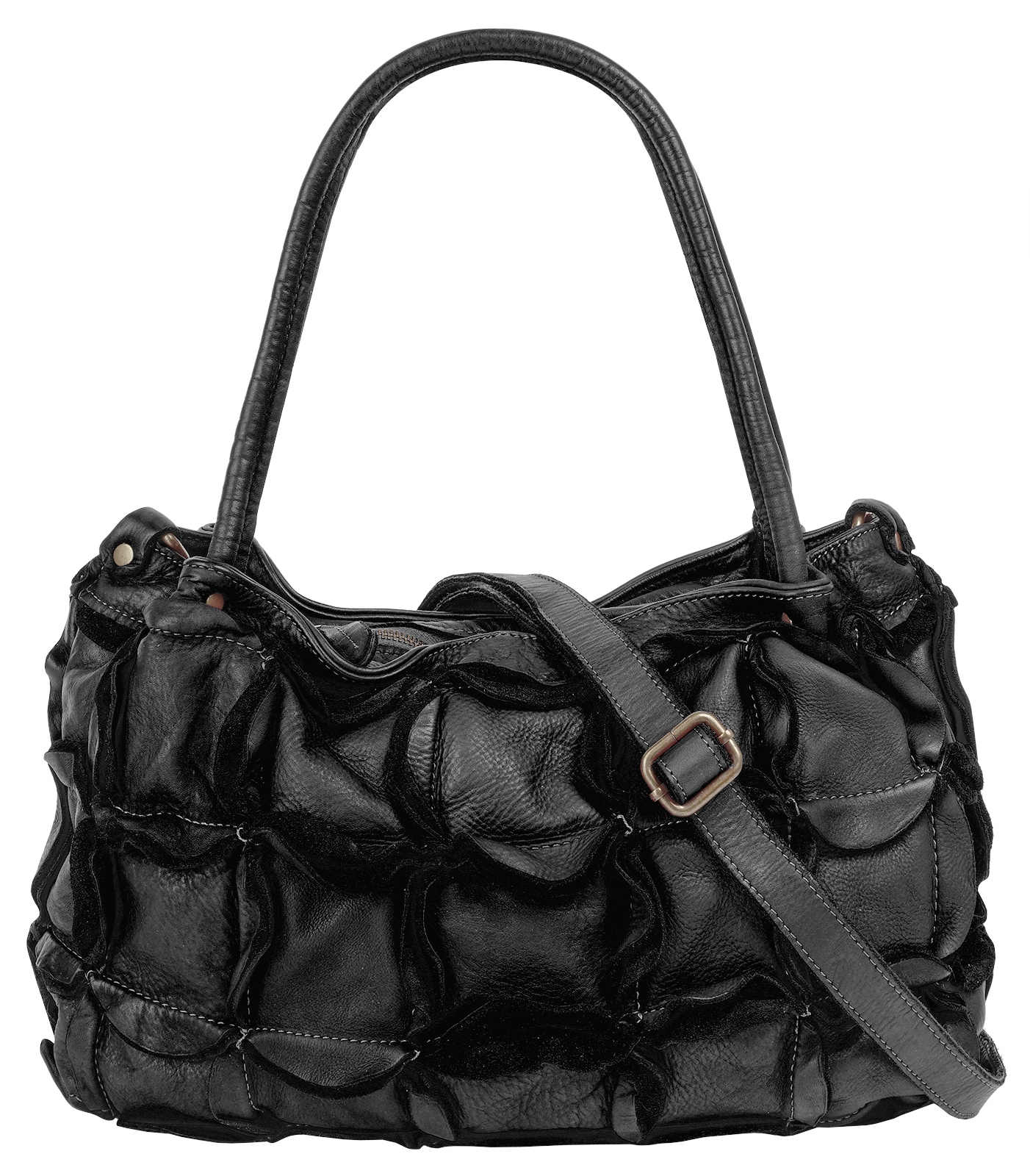 Shopper, echt Leder, Made in Italy, Gr. B/H/T: 37 cm x 25 cm x 14 cm onesize, schwarz