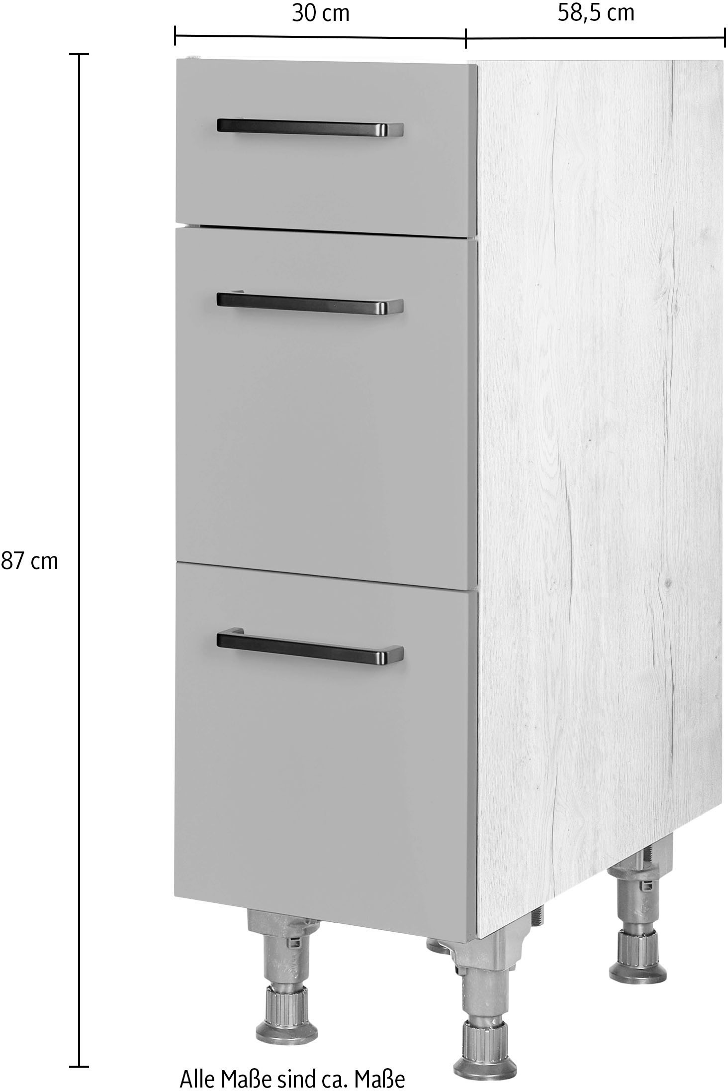 nobilia® Unterschrank »"Easytouch", vormontiert, mit höhenverstellbaren Sockelfüßen, in den«, Breiten 30, 45, 60 und 90 cm, mit Schubkasten und Auszügen