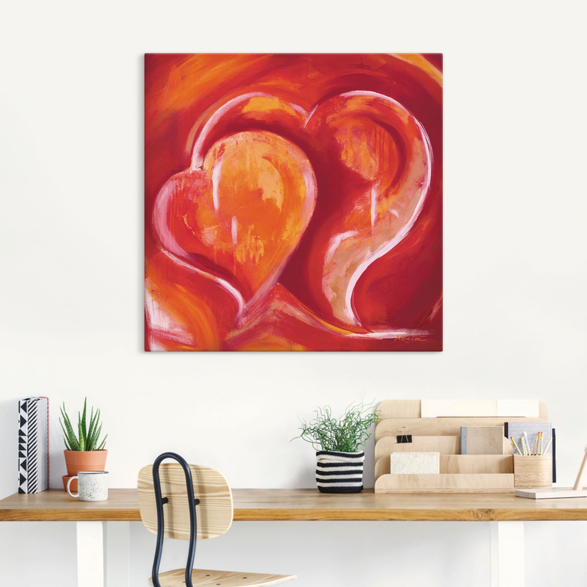 Artland Wandbild »Abstrakte Herzen - Rot« Herzbilder 1 Stk. tlg. als Leinwa günstig online kaufen