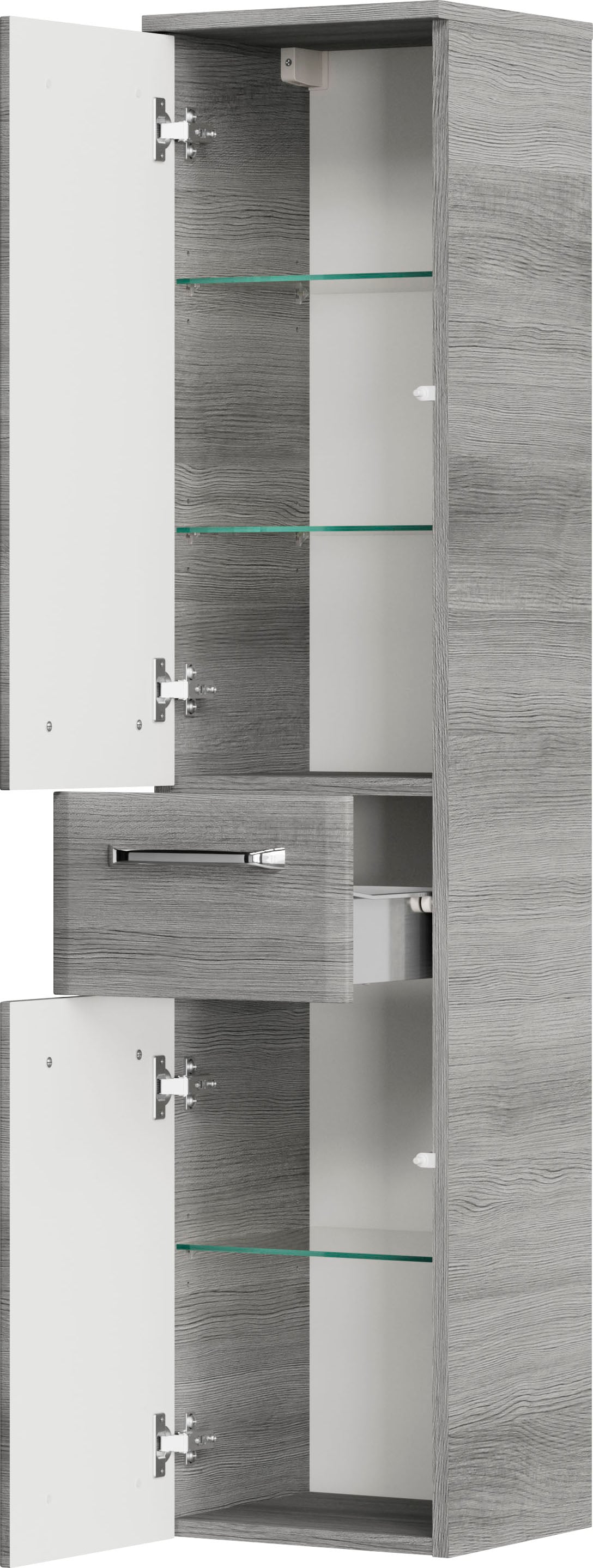 Saphir Badmöbel-Set »Quickset 5-teilig Glas-Waschtisch mit LED-Spiegelschrank, Bad-Set« 6 Stk. tlg.