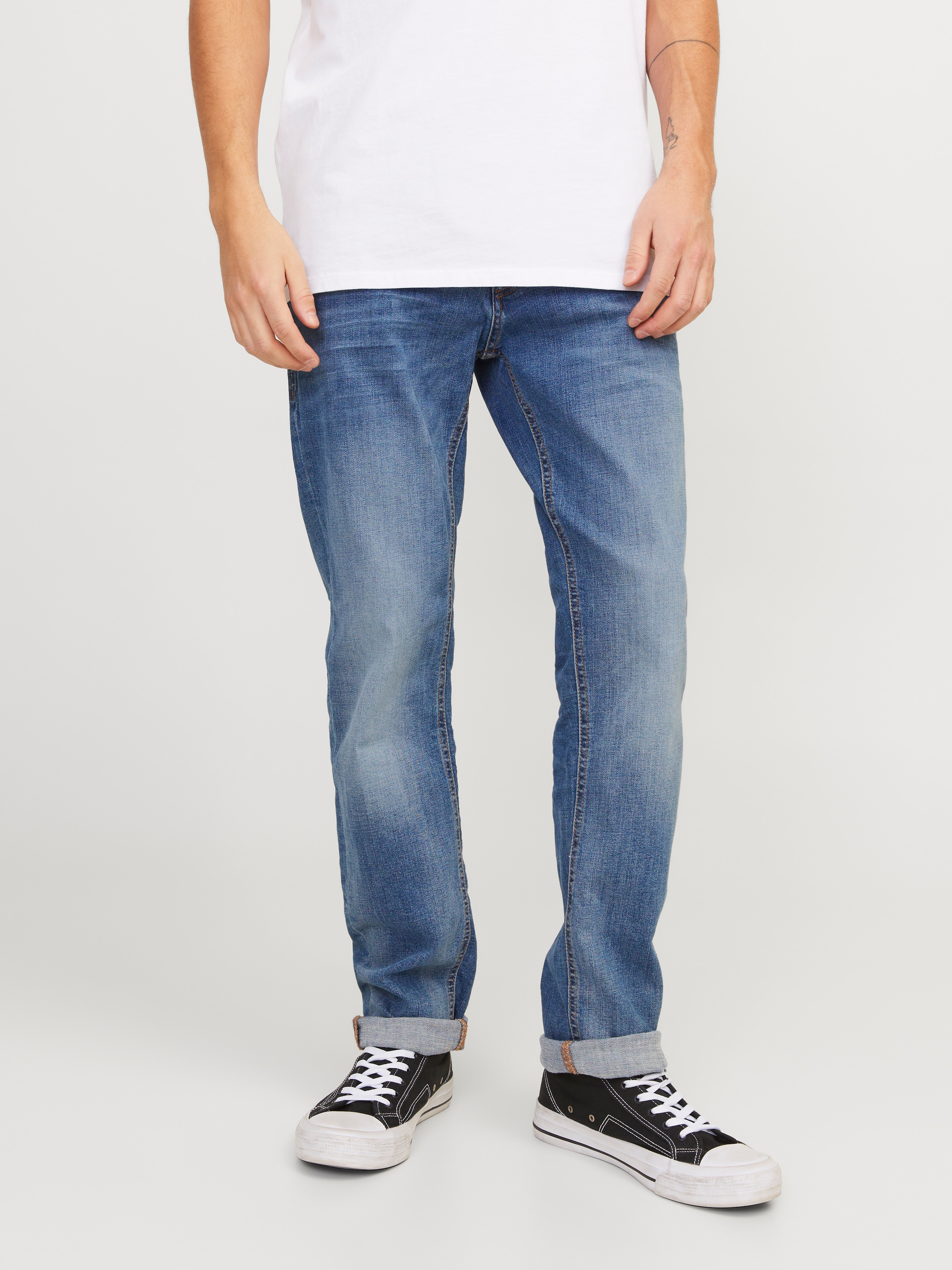 Jack & Jones Slim-fit-Jeans »JJITIM mit Waschung und praktischen Taschen« Abriebeffekte, modisch, slim fit, Denim