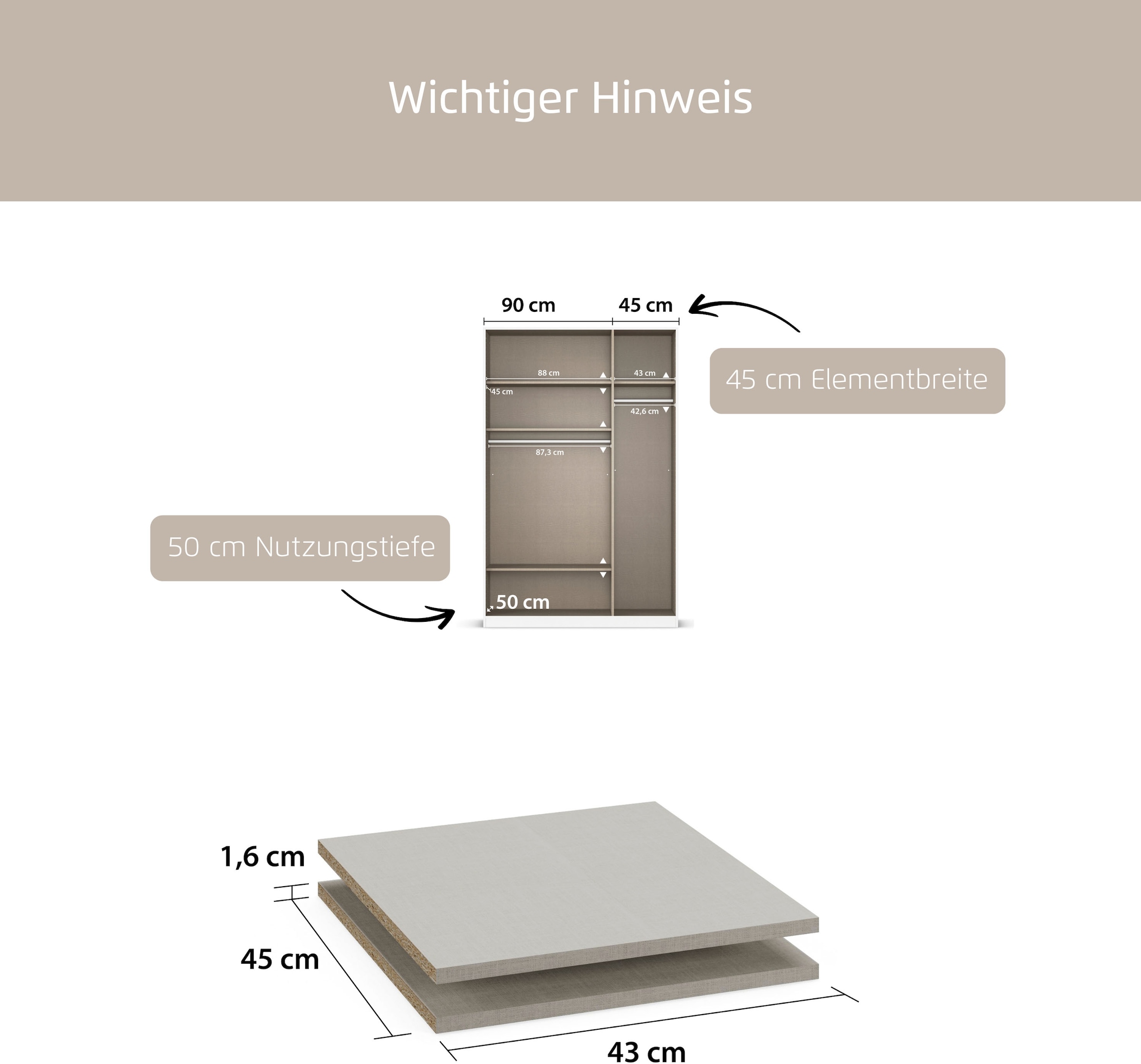 rauch Einlegeboden »Zubehör für Rauch-Drehtürenschränke ORANGE« 2er-Set Breite 43 cm, Tiefe 45 cm