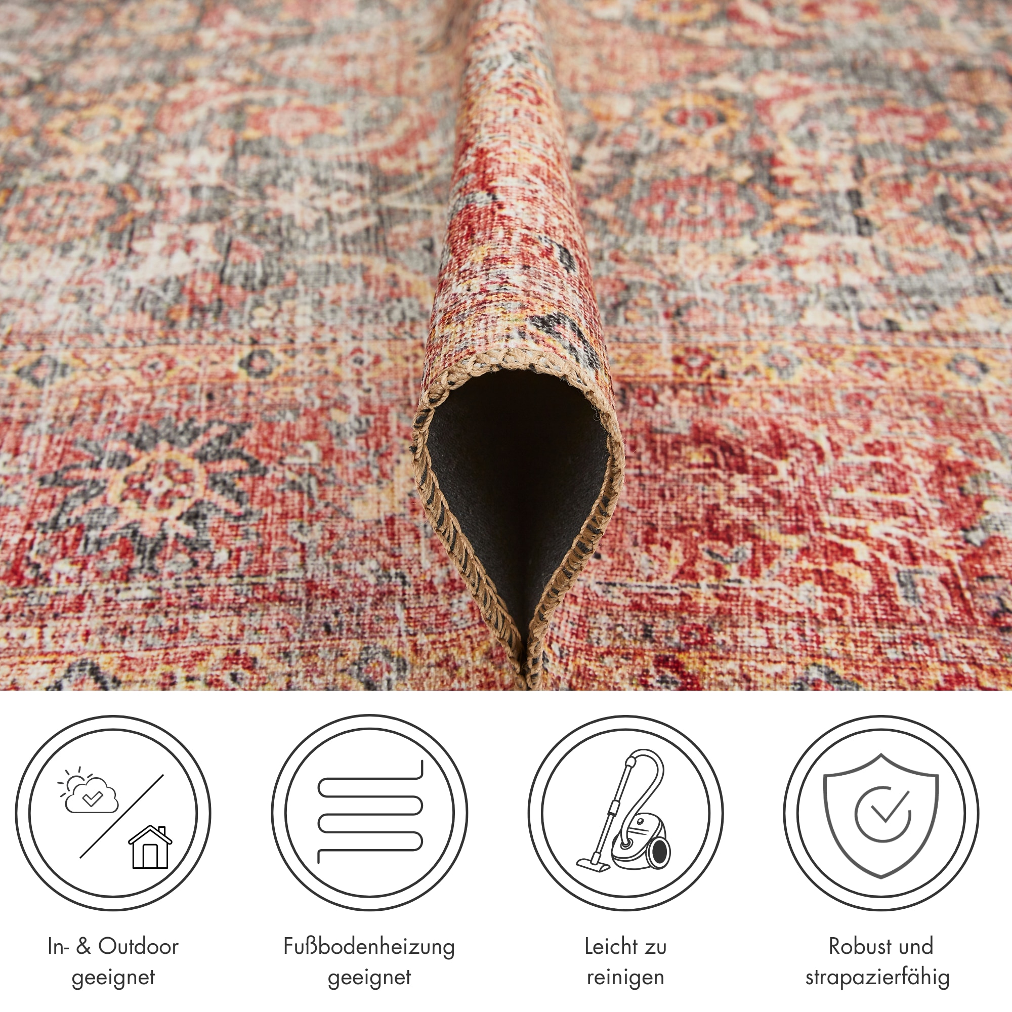 LUXOR living Teppich »Lago«, rechteckig, 6 mm Höhe, faltbarer Teppich, modernes Design, waschbar, In- und Outdoor geeignet
