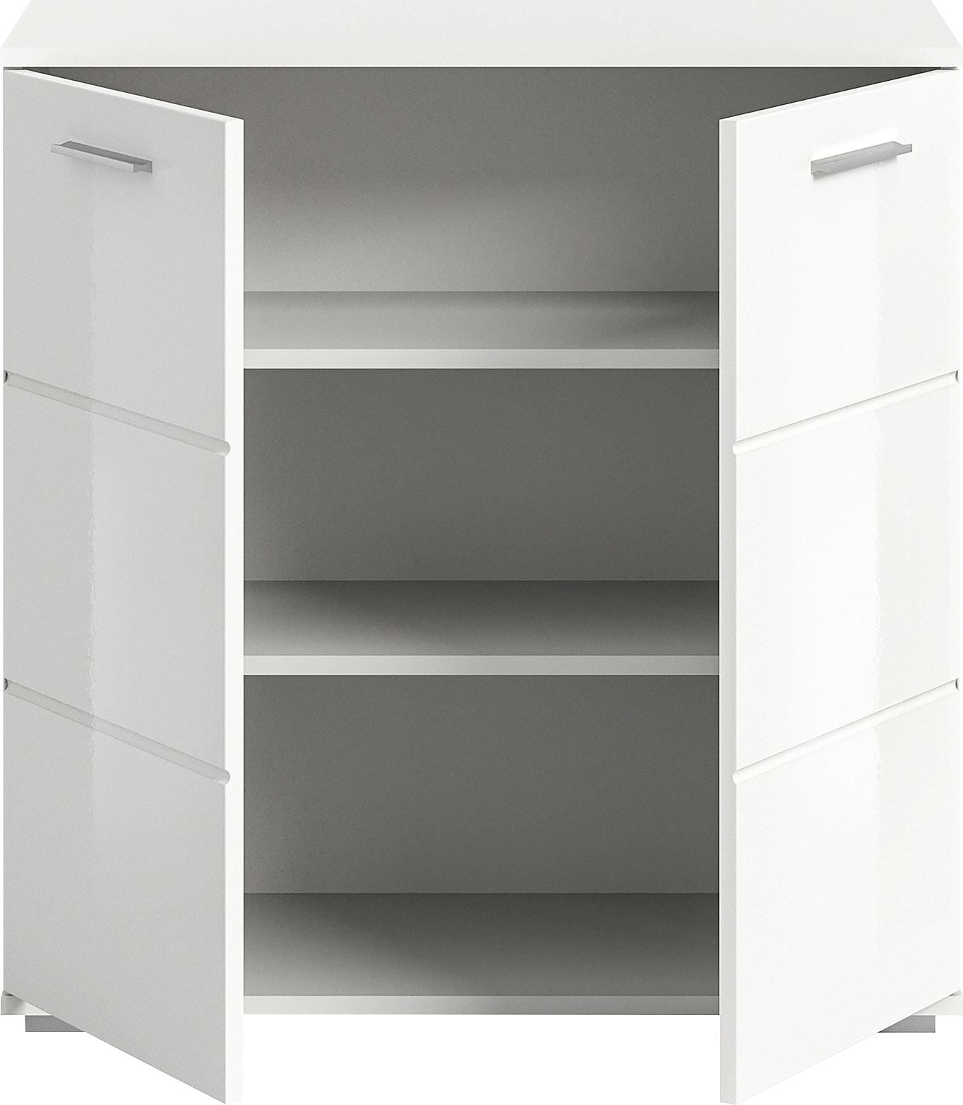INOSIGN Kommode »Valge, Breite 80 cm, 2 Türen, 2 Einlegeböden, 3 Fächer«, Front-Rillenfräsung, Schuhkommode, Anrichte, Schrank, Sideboard