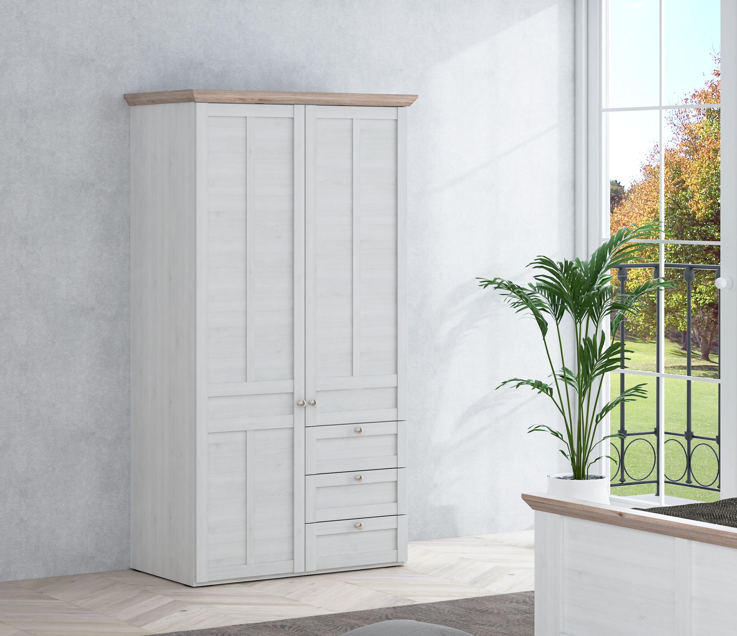 FORTE Kleiderschrank »Iloppa«, (Maße: B/H/T ca. 155x192,6x57,3 cm), im Landhausstil