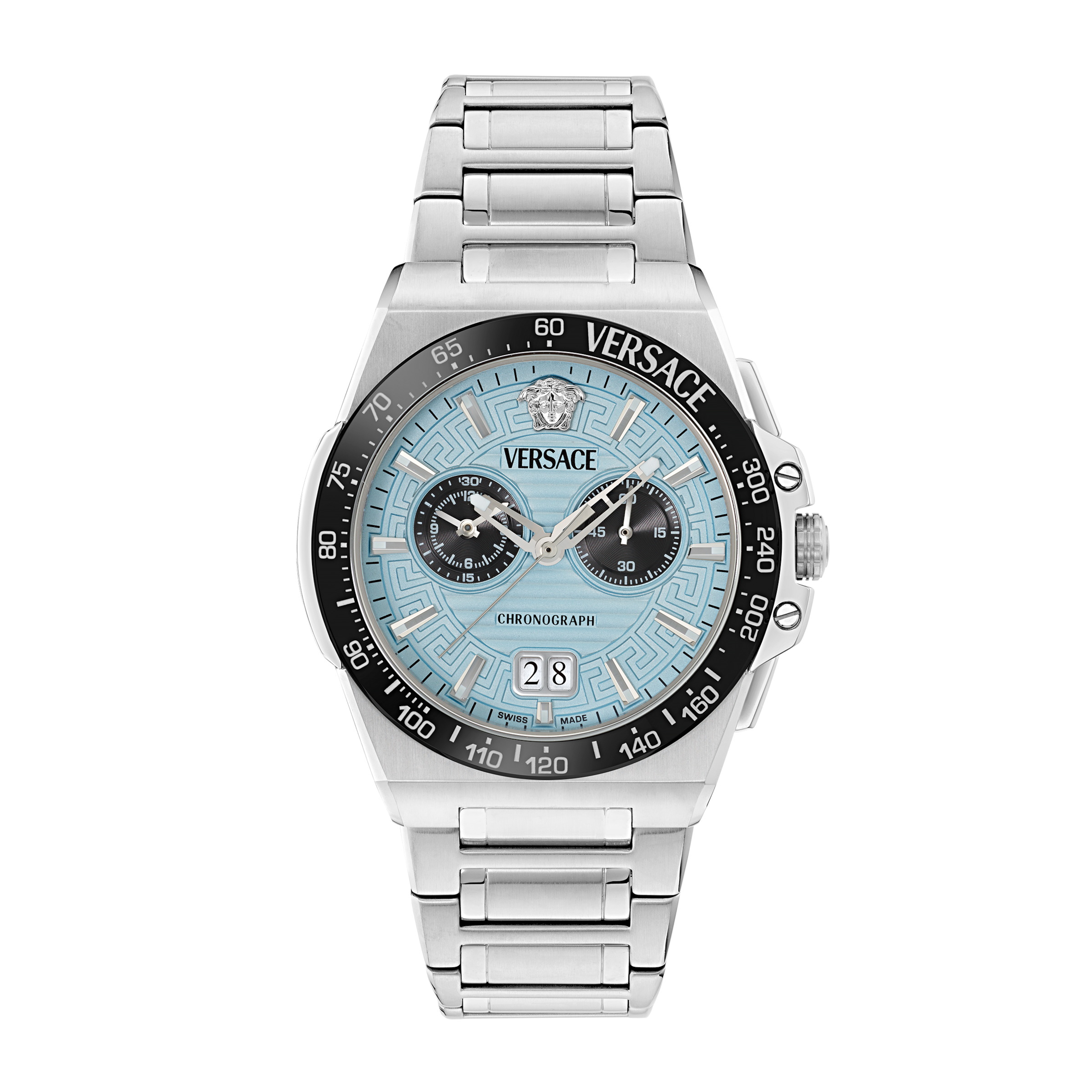 Versace Chronograph »GRECA REACTION« Quarzuhr, Armbanduhr, Herrenuhr, Swiss Made, Edelstahlarmband, analog