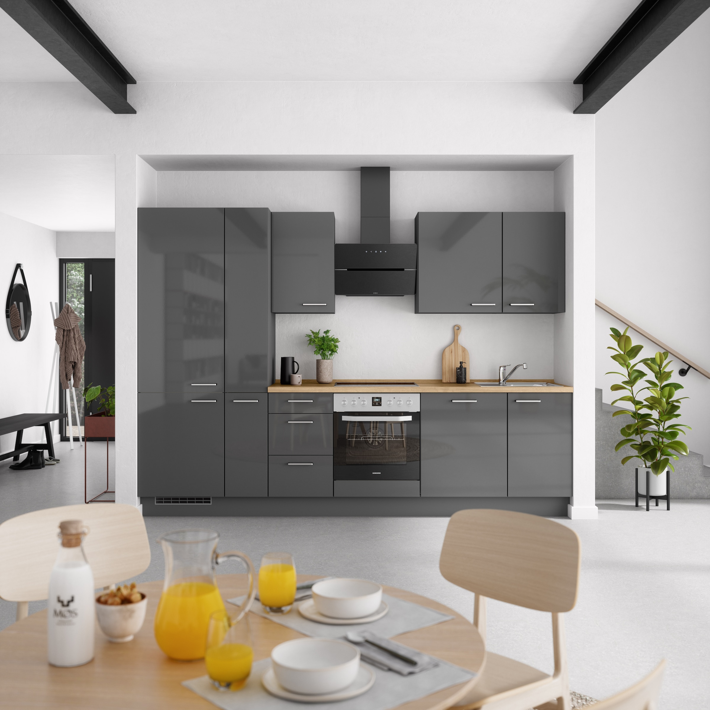nobilia® Küchenzeile »"Flash II"«, vormontiert, Ausrichtung wählbar, Breite 300 cm, wahlw. mit E-Geräten
