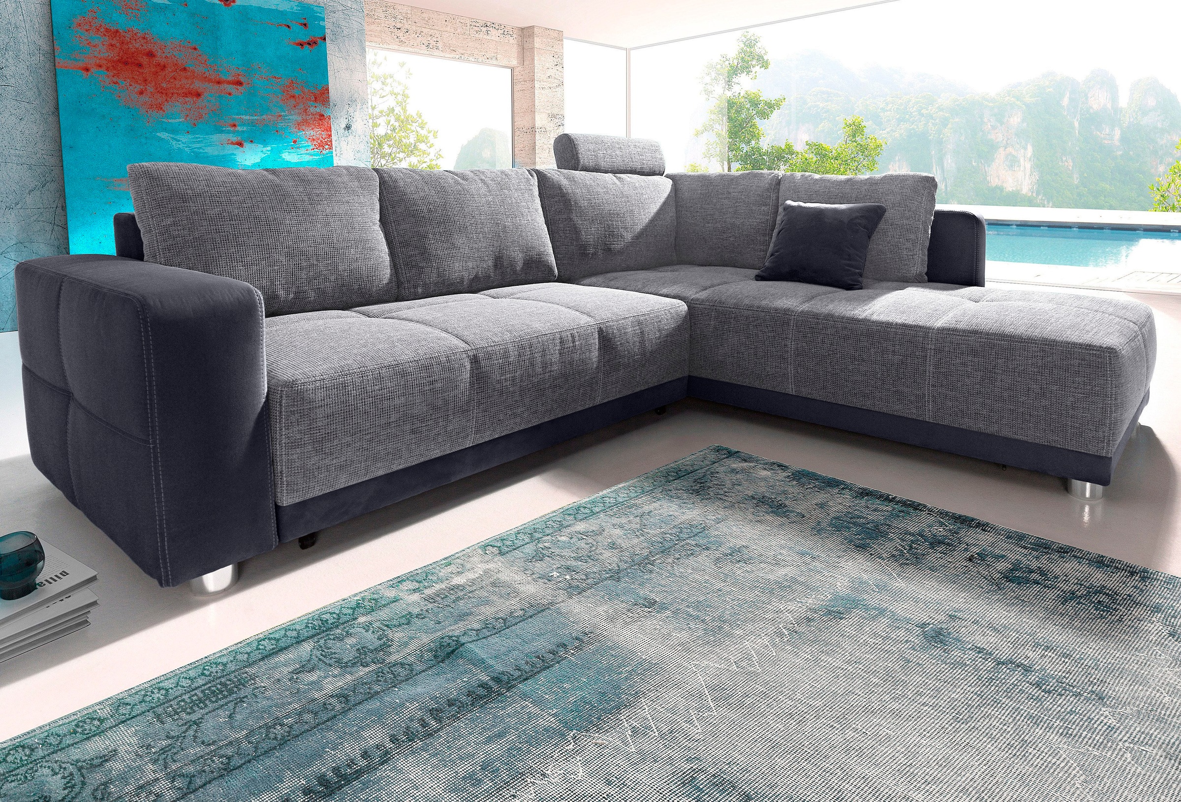 Places of Style Ecksofa, mit Bettfunktion, Bettkasten und Federkern, wahlwe günstig online kaufen