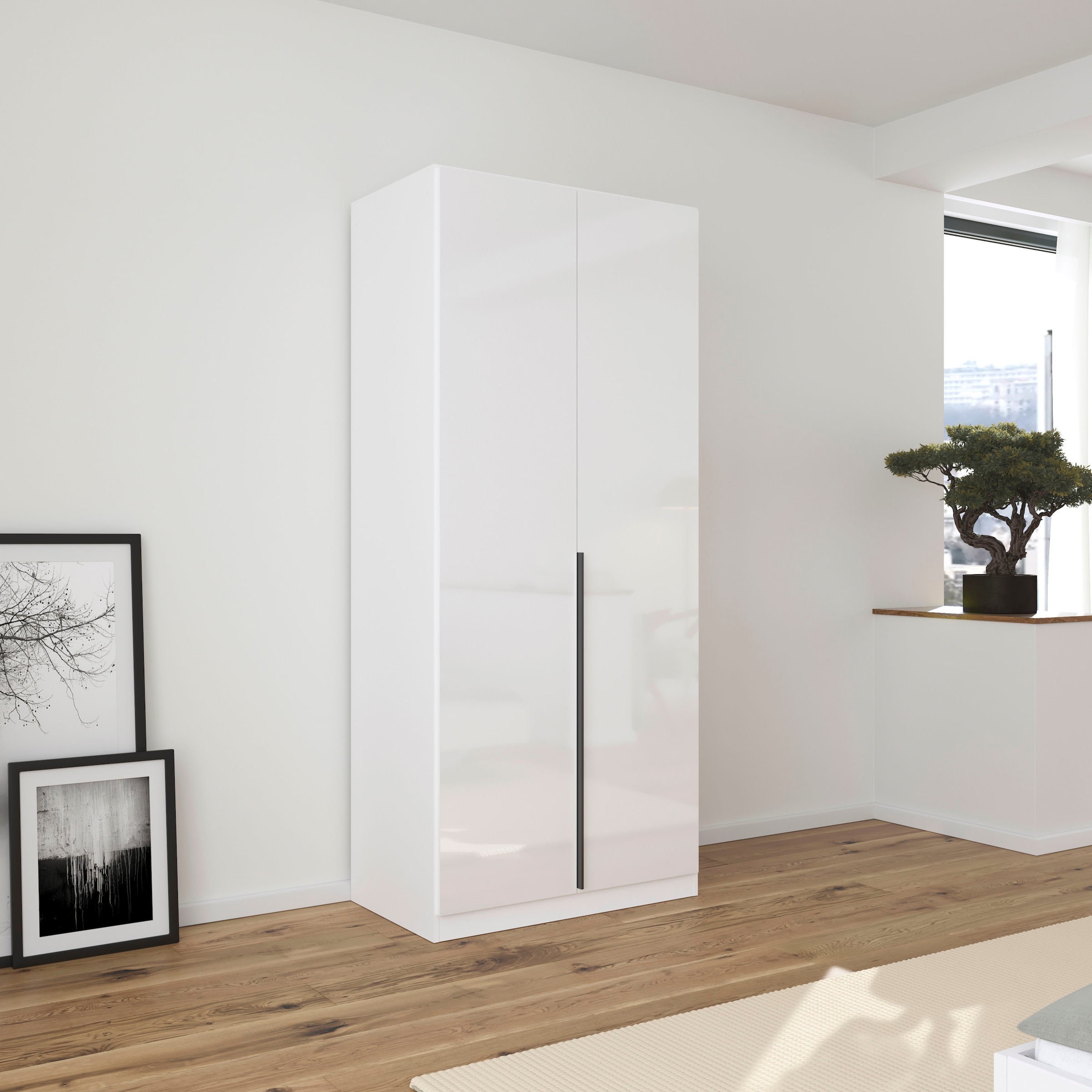 rauch Drehtürenschrank »Kleiderschrank Schrank Garderobe AGORDO TOPSELLER Schlafzimmer«, (in zwei Griff-Farben, Breiten 91-360 cm, Dekor- oder Hochglanzfront), durchdachte Innenausstattung, in 7 Breiten und 2 Höhen MADE IN GERMANY