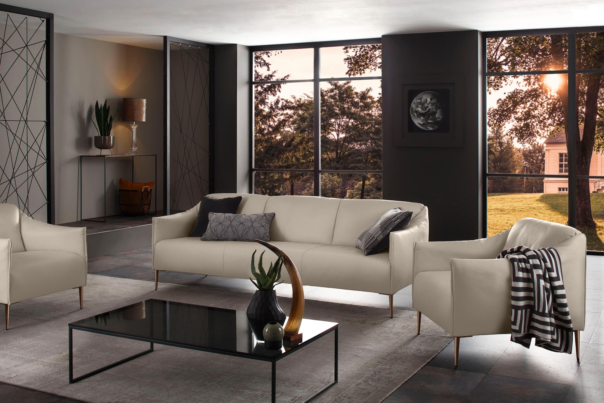 W.SCHILLIG 3-Sitzer »sally« mit Metallfüßen in Bronze pulverbeschichtet, Breite 224 cm