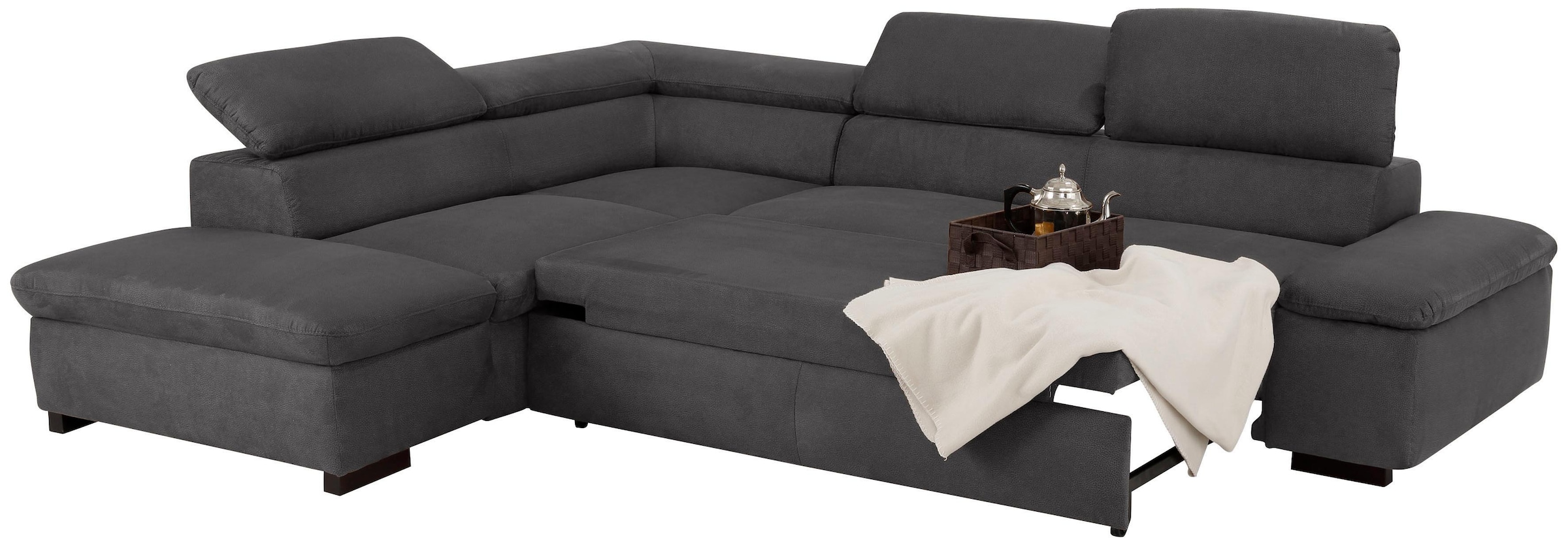 Home affaire Ecksofa »Alberto L-Form«, mit Kopfteilverstellung, wahlweise mit Bettfunktion