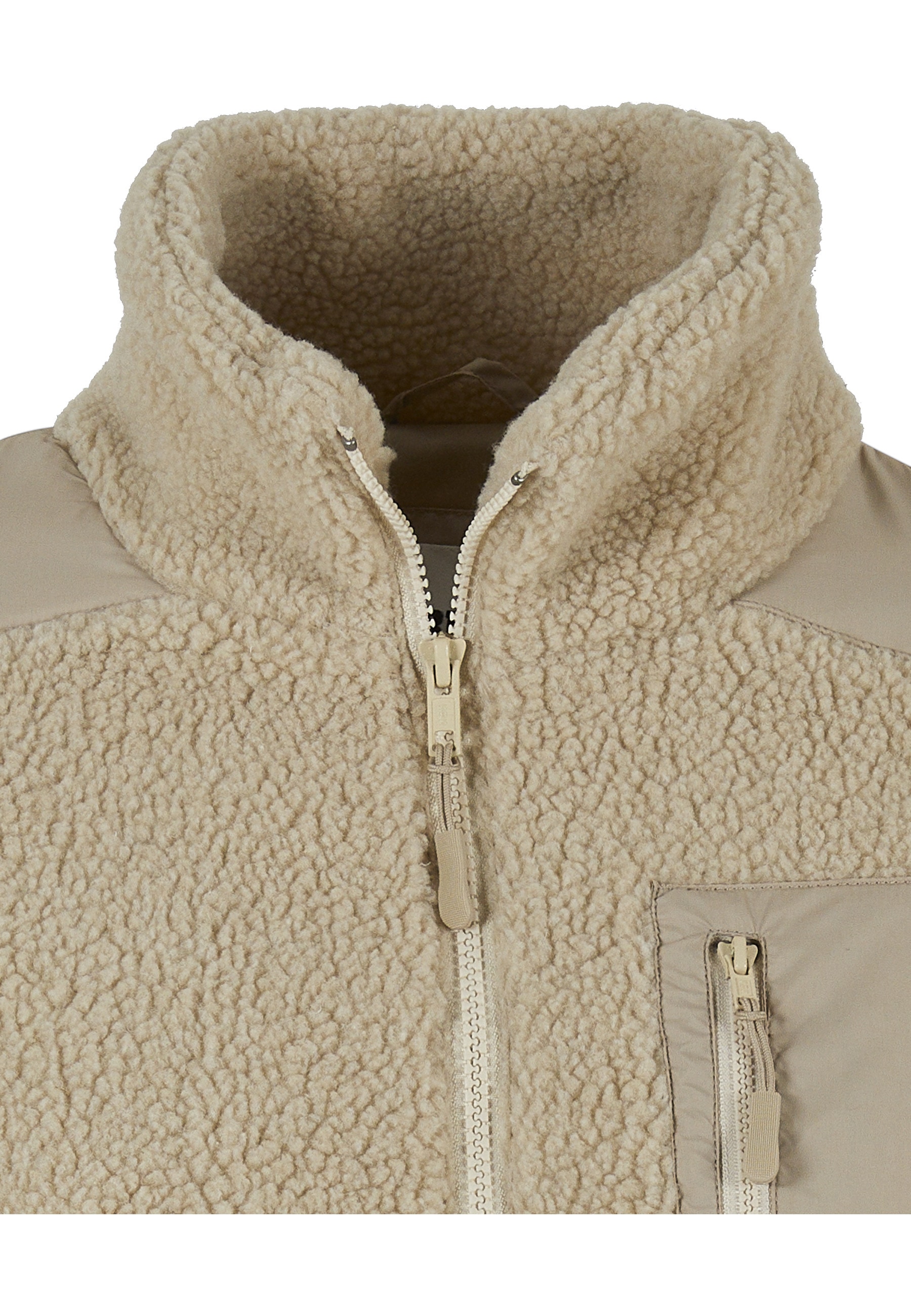URBAN CLASSICS Winterjacke »Urban Classics Damen Ladies Sherpa Mix Jacket« 1 Stk. tlg. mit Kapuze