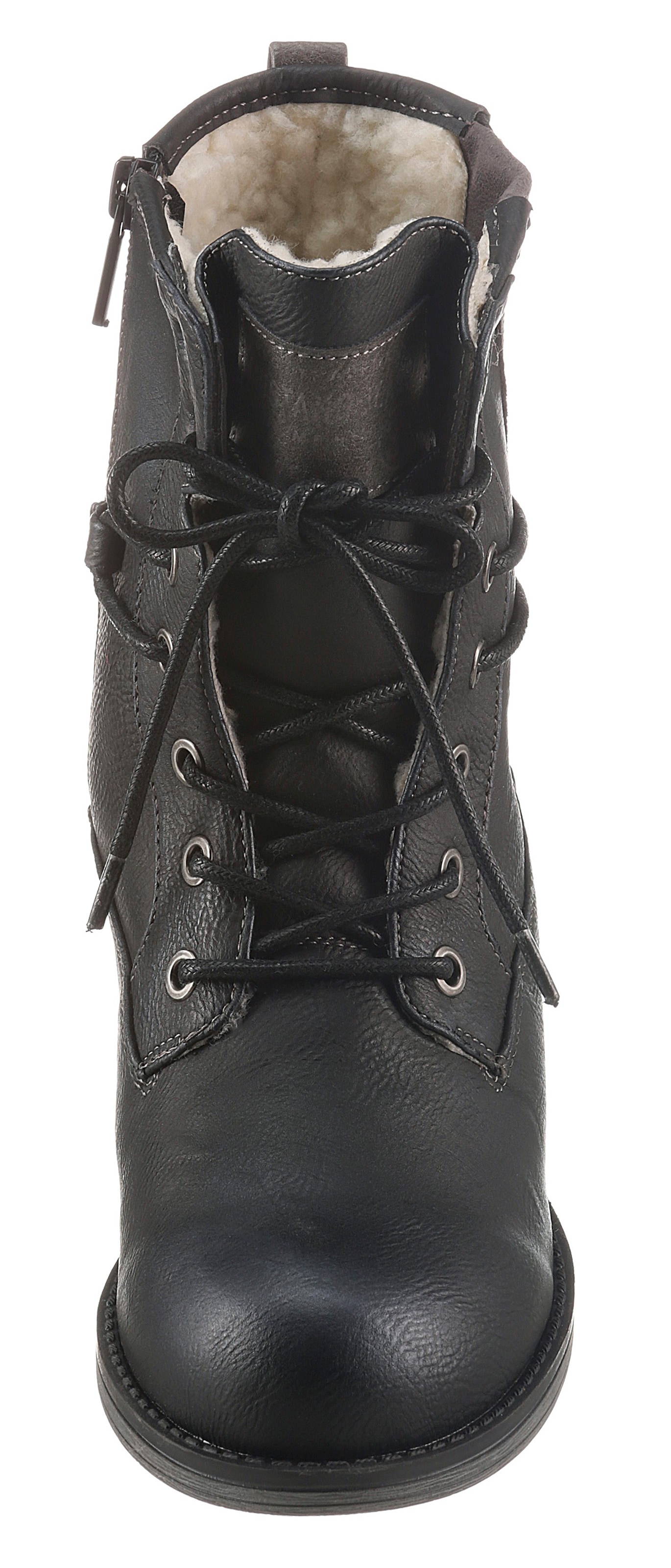 Mustang Shoes Winterboots, Blockabsatz, Winterstiefelette, Schnürboots mit Nieten besetzt