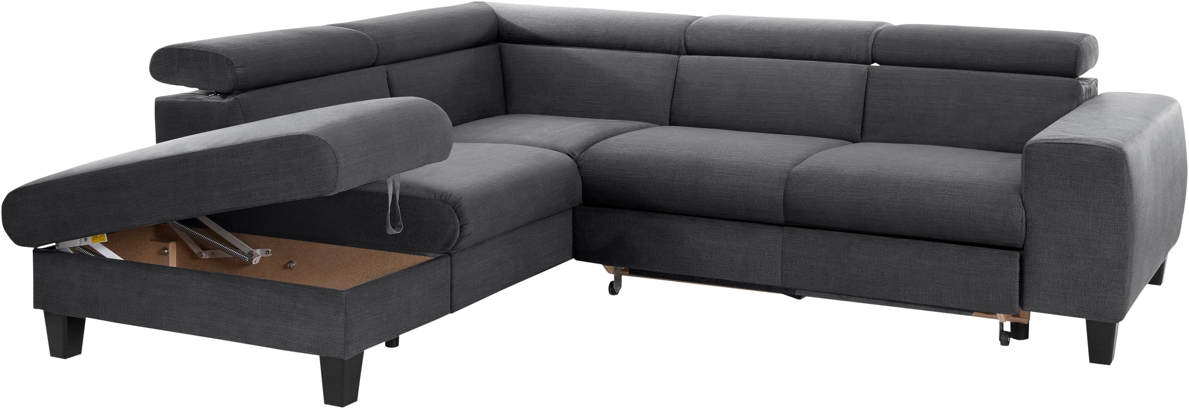COTTA Ecksofa »Morven L-Form mit Kopfteilverstellung«, wahlweise mit Bettfunktion, Bettkasten & Wireless-Charger