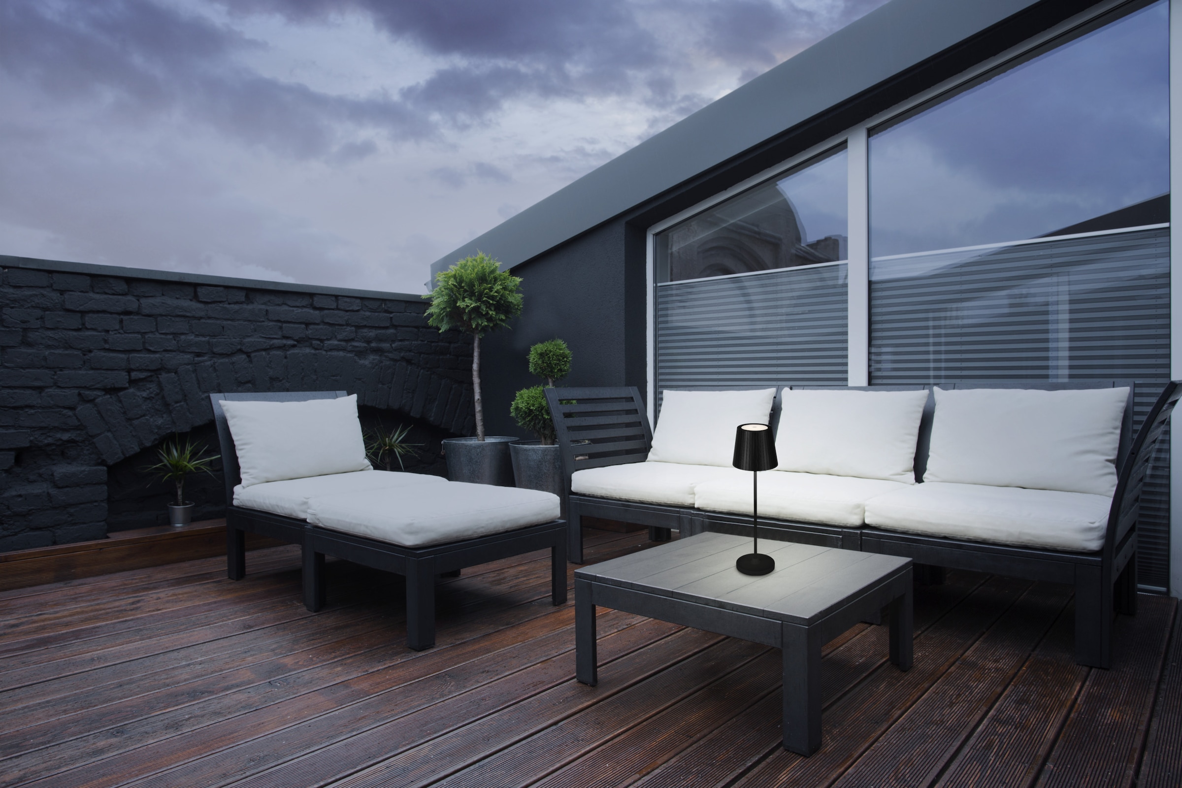 EGLO Tischleuchte »CABOZO Tischlampe - Kunststoff - LED - 3,8W - IP44« LED-Modul 1 Stk. Neutralweiß | Warmweiß Solarleuchte, Außentischleuchte, Akku, Leselampe, H37 x Ø11 cm