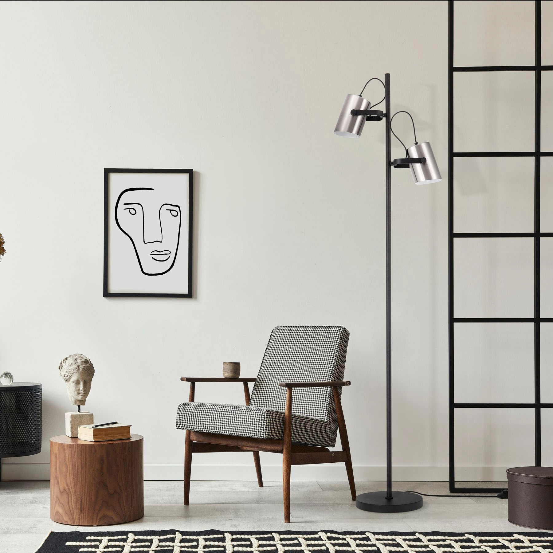 Paco Home Stehlampe »KARL«, 2 flammig, Leuchtmittel E27   ohne Leuchtmittel günstig online kaufen