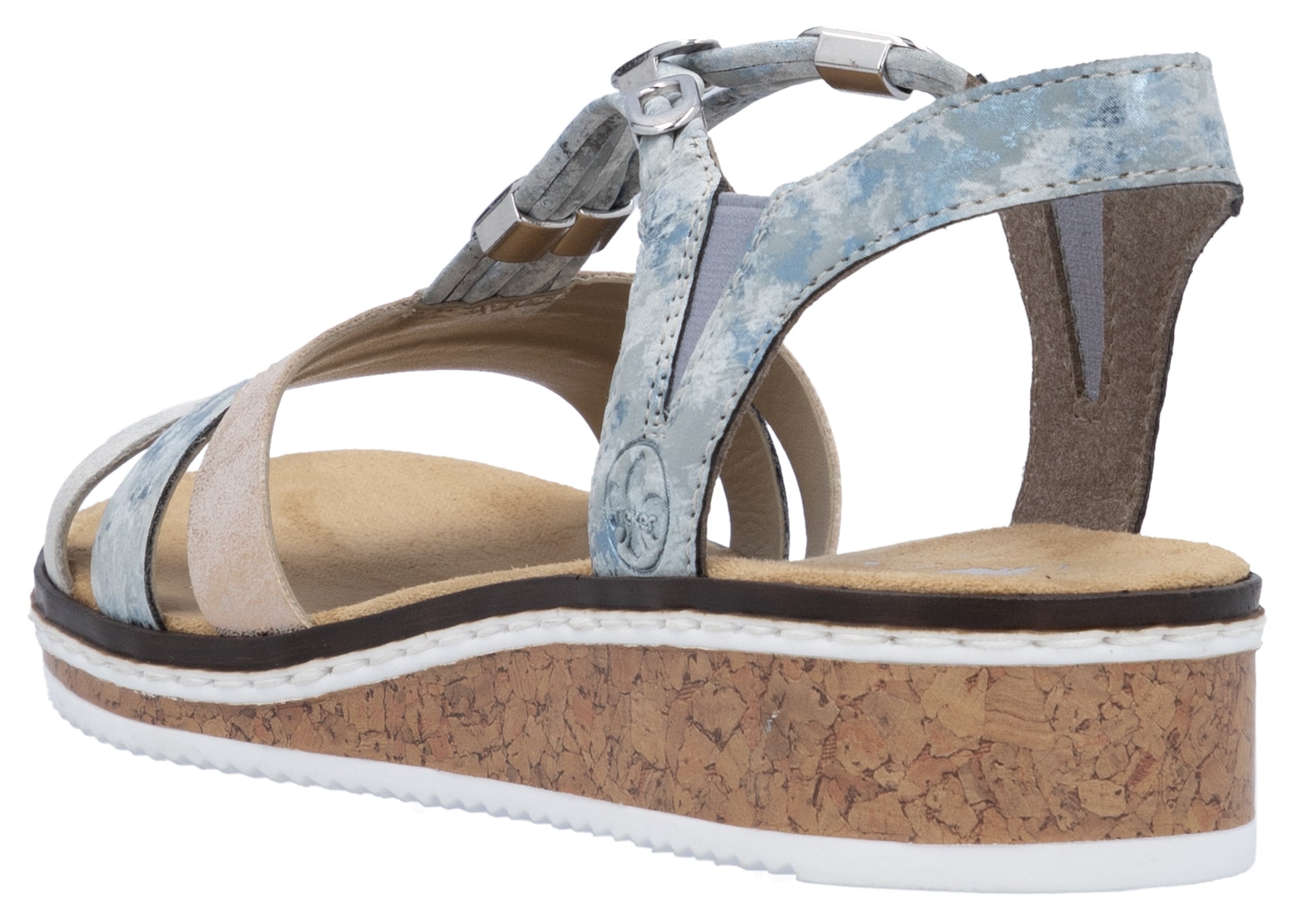 Rieker Riemchensandale  , Sommerschuh, Sandalette, Keilabsatz, mit dezenter Schmuckverzierung