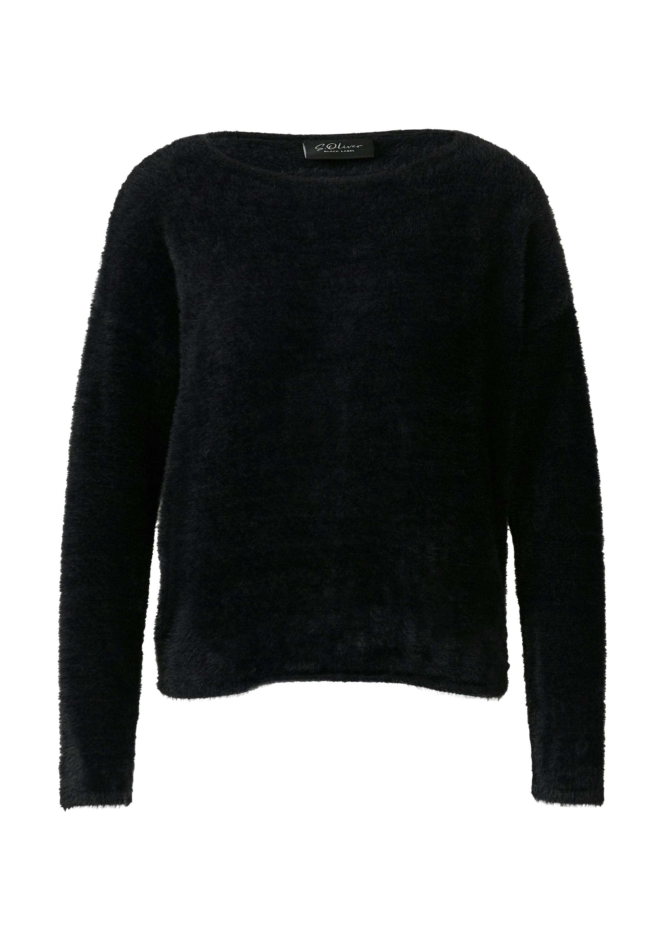 s.Oliver BLACK LABEL Strickpullover flauschig, mit U-Boot-Ausschnitt