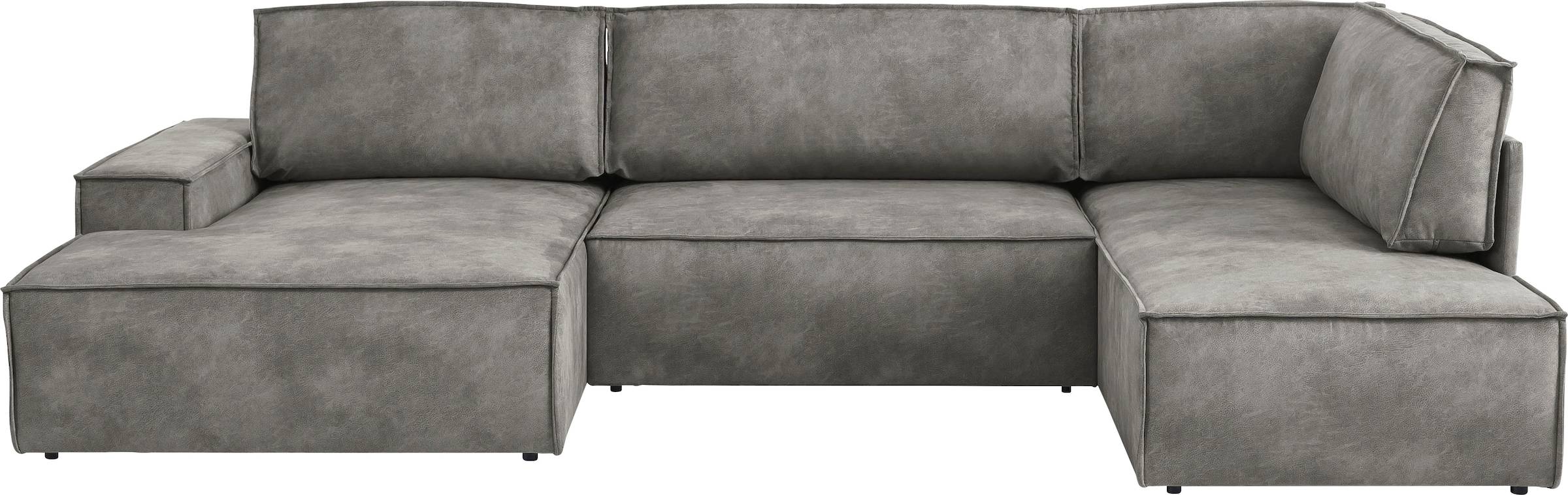 Home affaire Wohnlandschaft »SHERWOOD 329 cm, U-Form, Schlafsofa,«, Schlaffunktion m. Bettkasten (194x139 cm), Cord, Vintage, Samtvelours