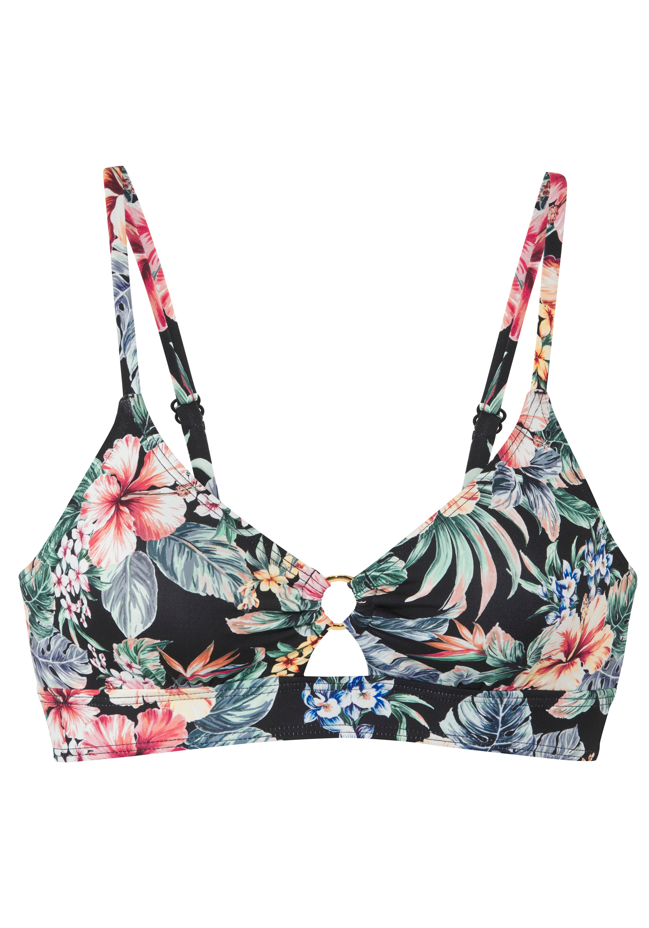 LASCANA Triangel-Bikini-Top »Salsa«, mit Zierring und tollem Blumenprint