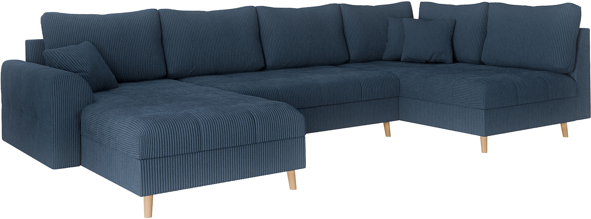 Home affaire Wohnlandschaft »CHARRE U-Form mit Ottomane, Maße B/T/H: 310/161/81 cm«, feine Steppung, lose Rücken- und Zierkissen, auch in Cord und Bouclé