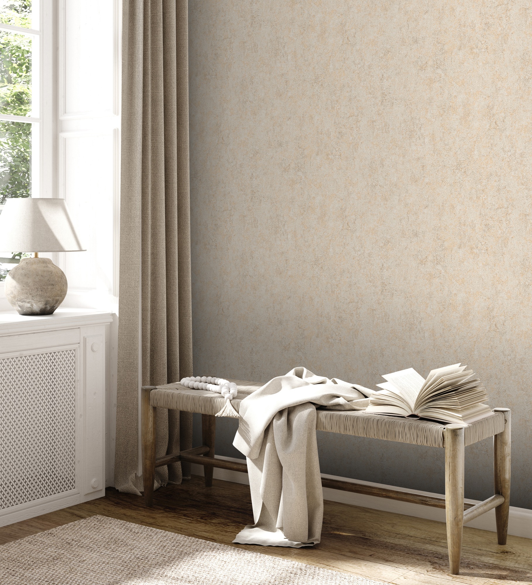 A.S. Création Vliestapete »Strukturtapete Metallic«, glänzend-abstrakt-organisch, Tapete Putzoptik Glatt Tapeten Wohnzimmer Schlafzimmer Küche Flur Büro