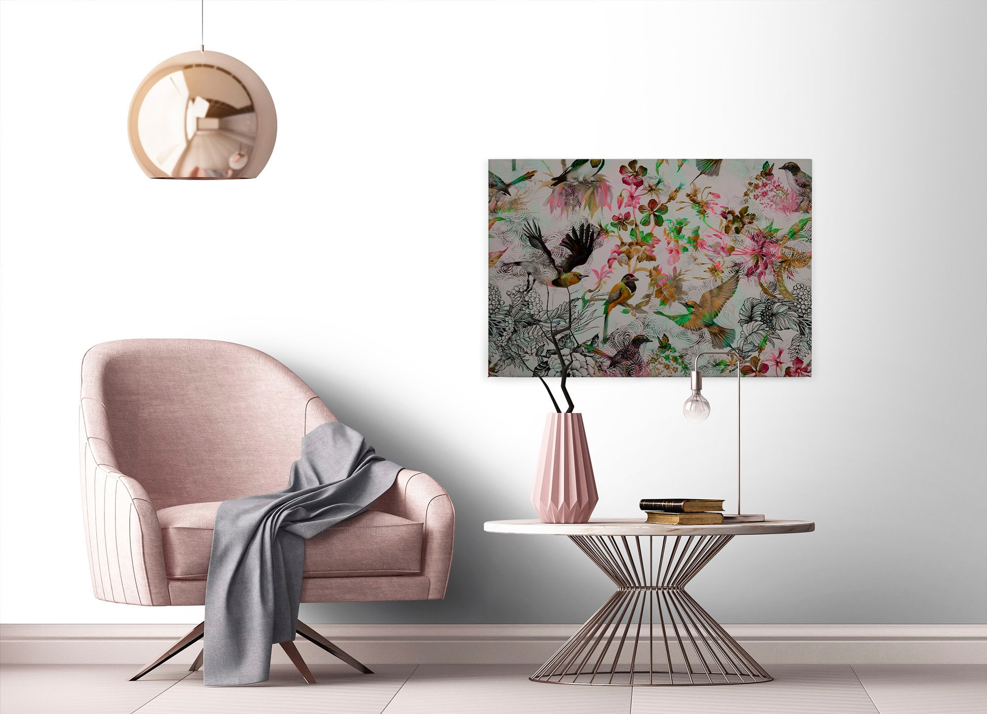A.S. Création Leinwandbild »funky birds«, Kunst-Vögel-Kinder, (1 St.), Keilrahmen Bild mit Vögel Floral Leinwand-Bild Wohnzimmer modern Wand