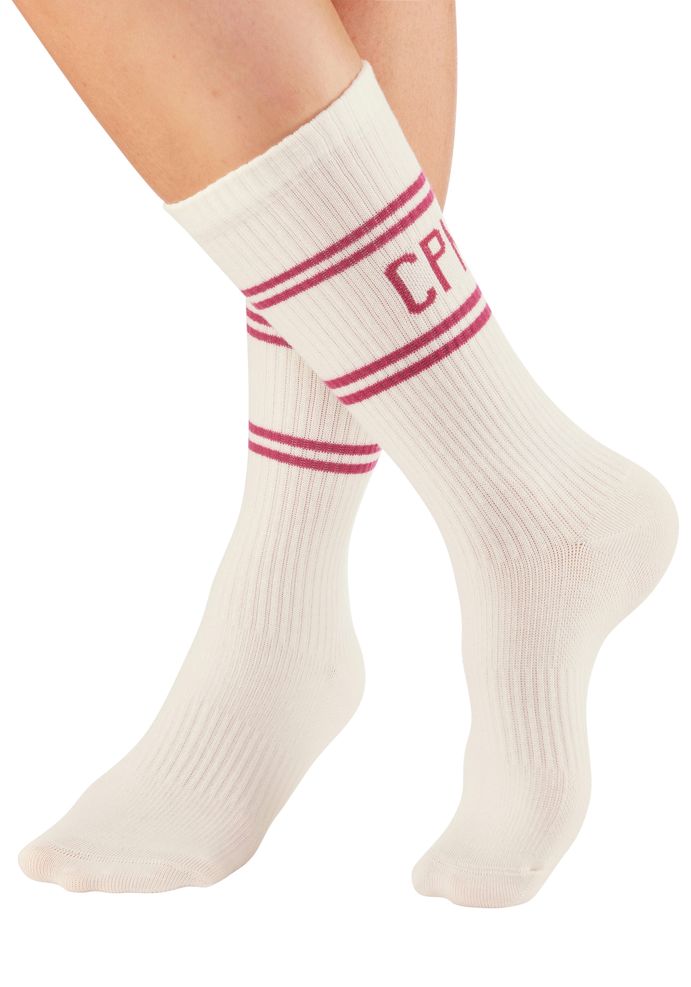 Copenhagen Studios Langsocken Packung, 2 Paar tlg. mit Pikeé-Struktur unter der Sohle