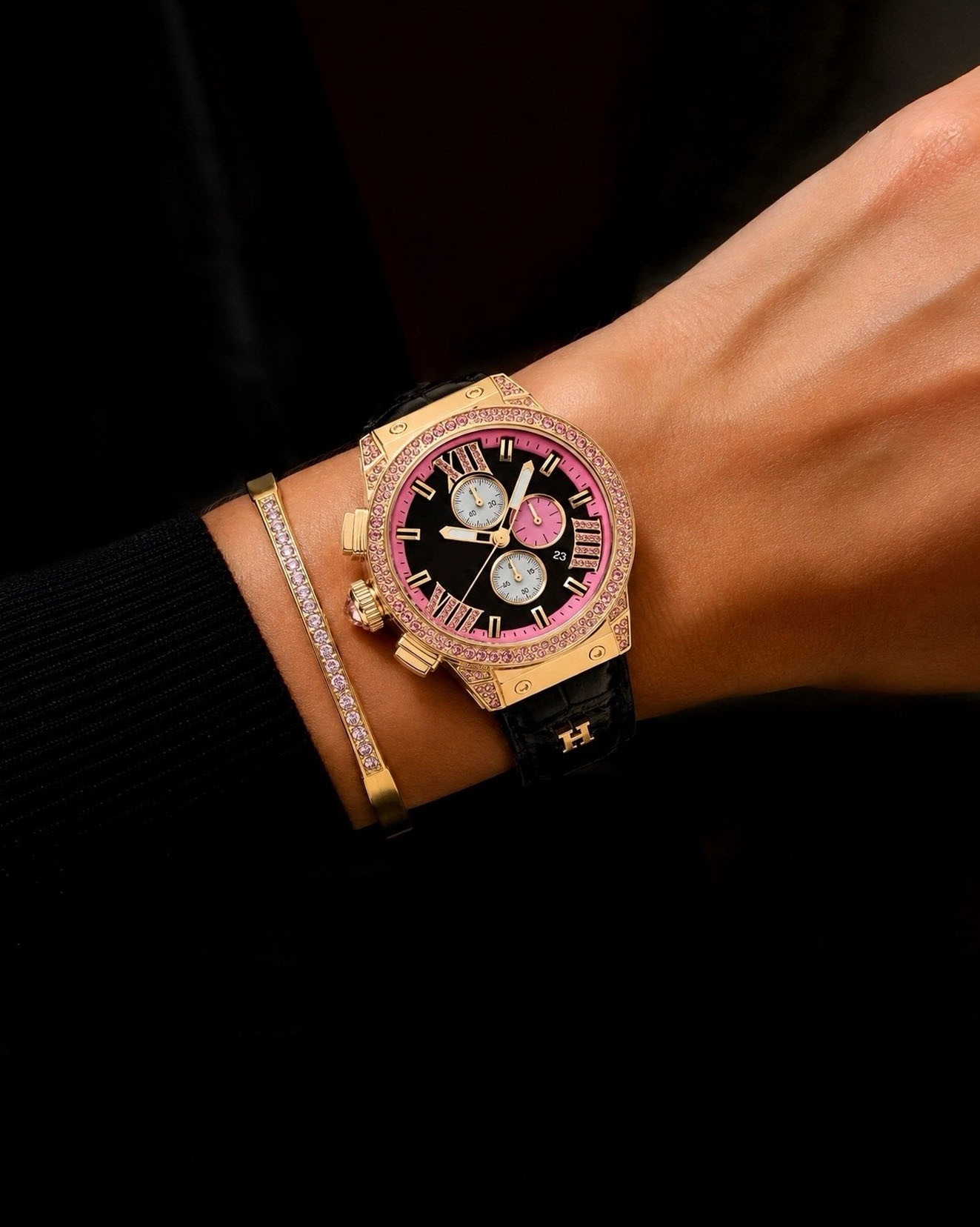 HAEMMER GERMANY Chronograph »EMINENT« Quarzuhr, Armbanduhr, Damenuhr, analog, Tag, Stoppfunktion